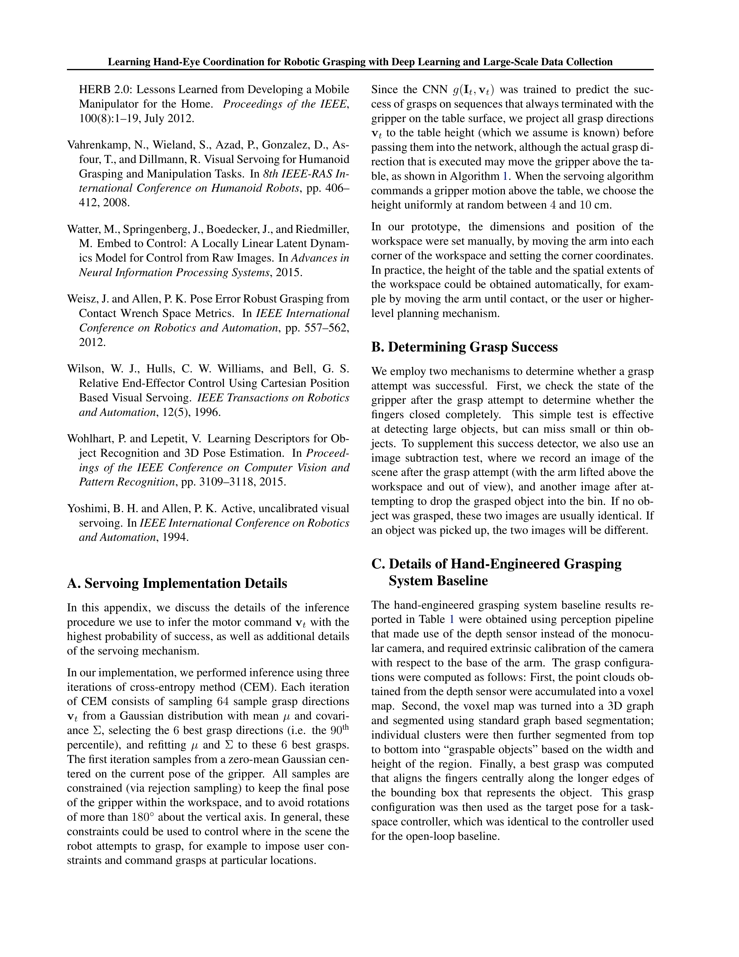 Learning Hand-Eye Coordination for Robotic Grasping Research Paper by Google — page 12