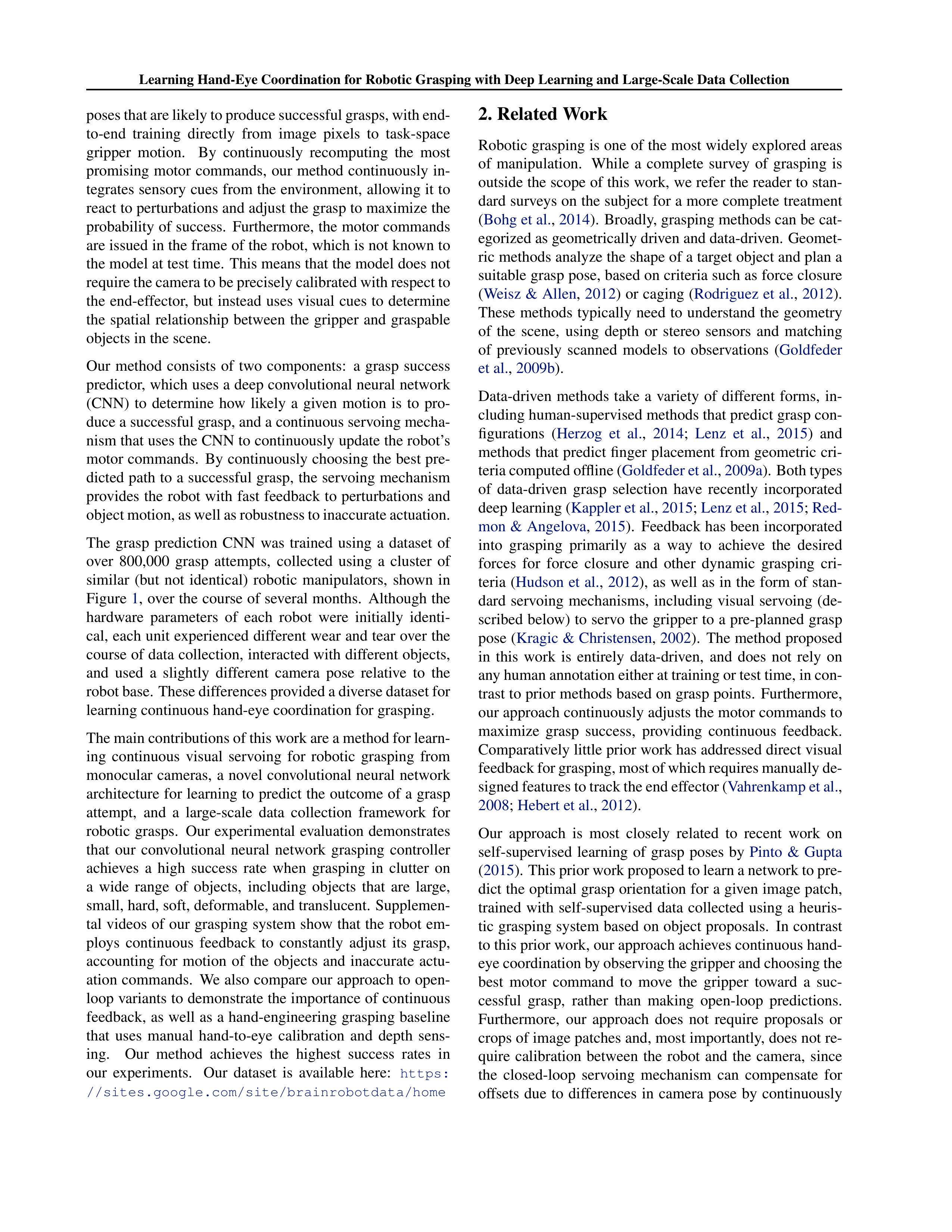 Learning Hand-Eye Coordination for Robotic Grasping Research Paper by Google — page 2
