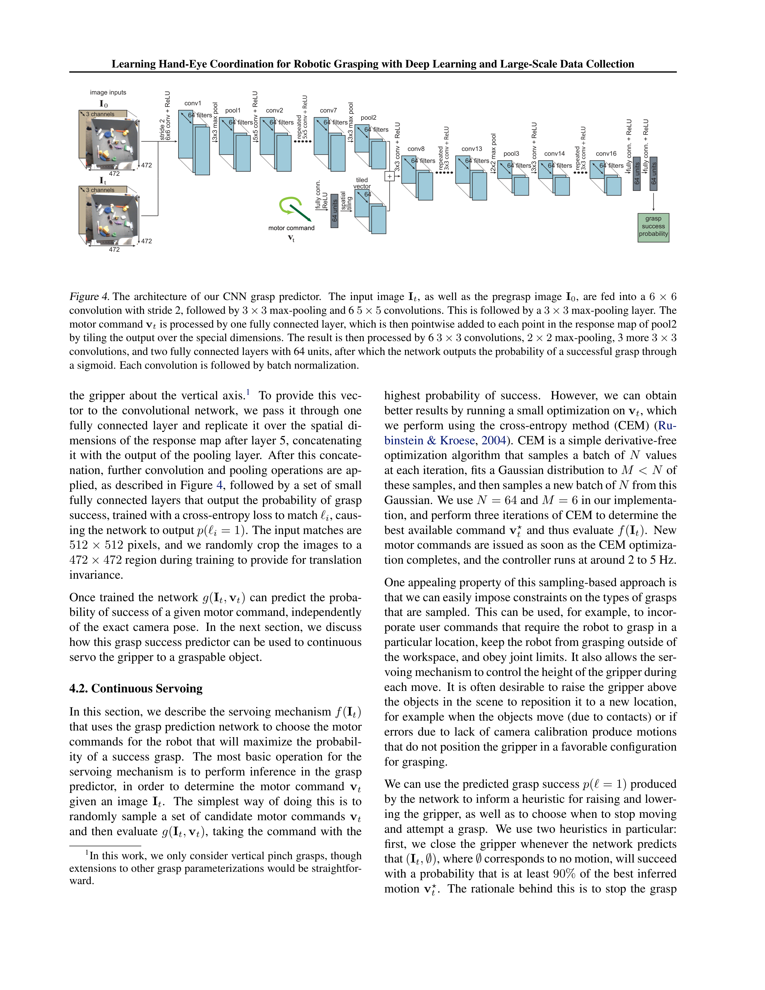 Learning Hand-Eye Coordination for Robotic Grasping Research Paper by Google — page 5