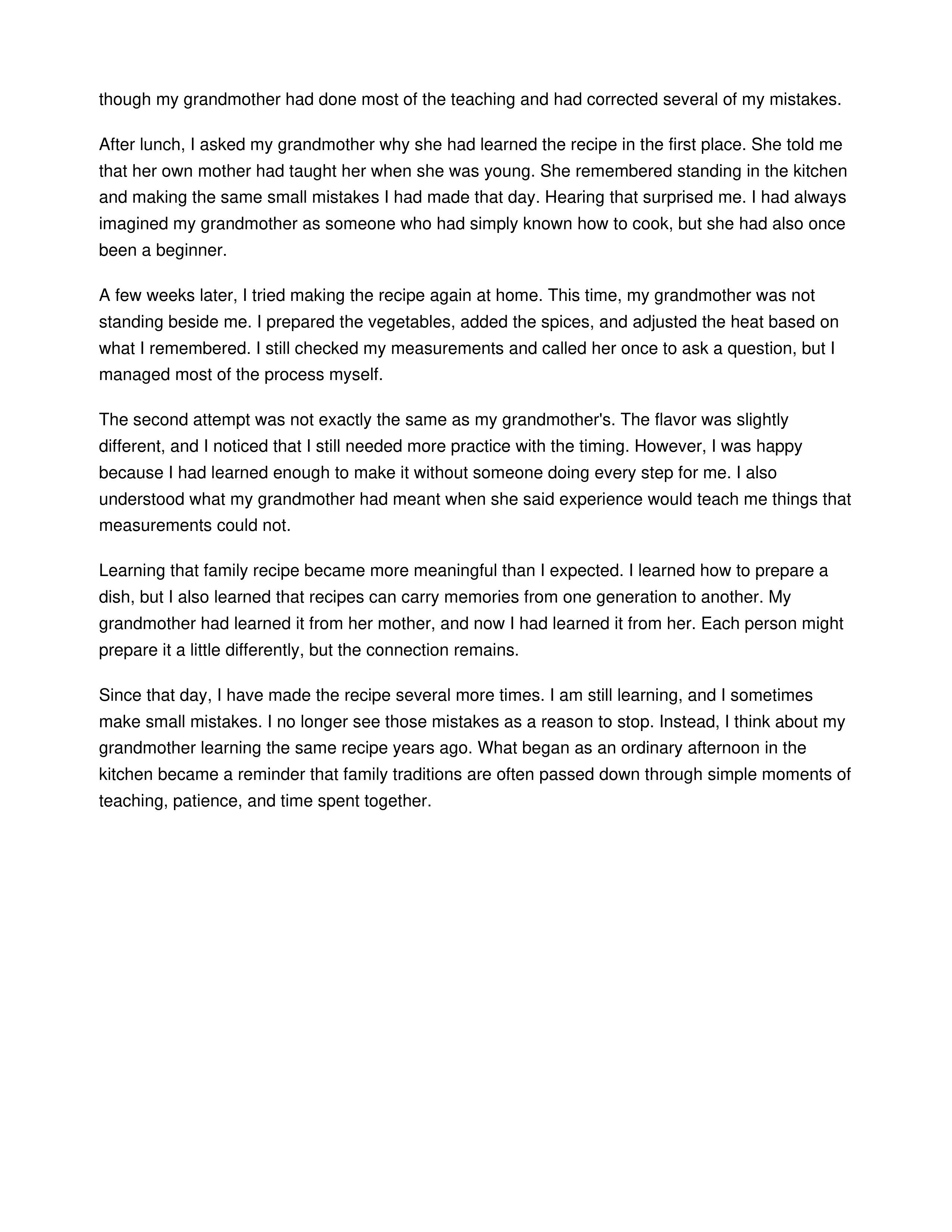 Learning a Family Recipe Personal Narrative — page 2