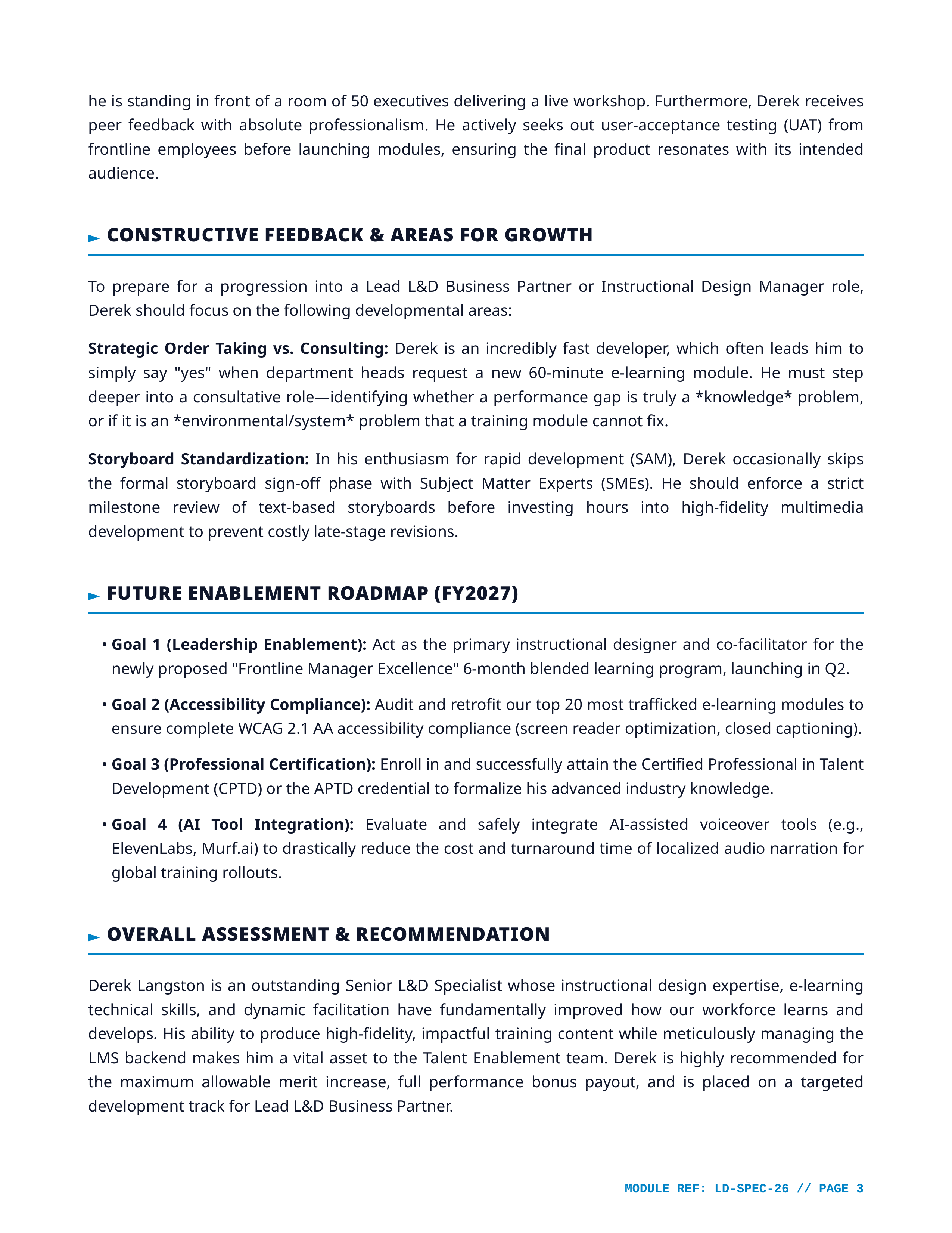 Learning and Development Specialist Performance Review — page 3