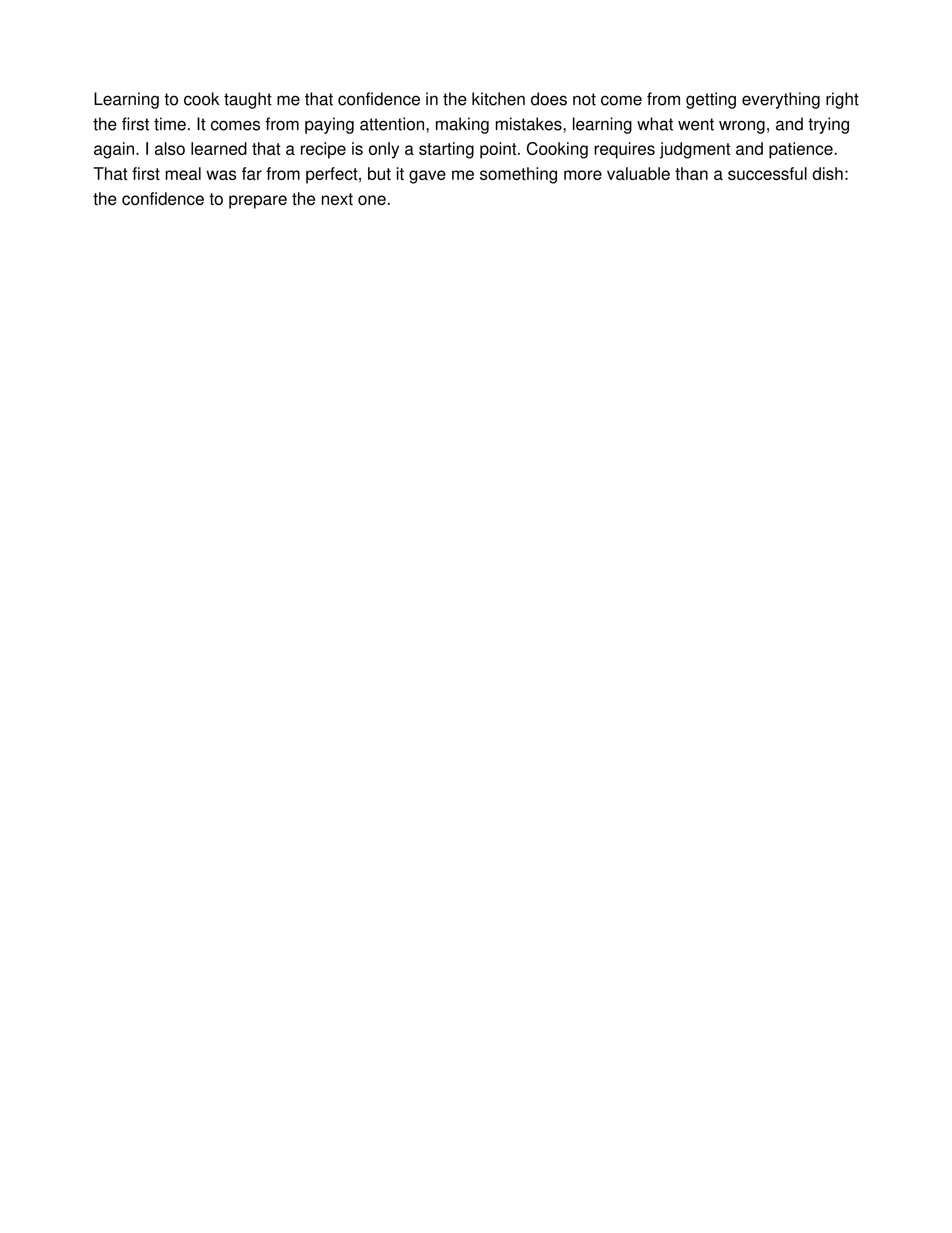 Learning to Cook Personal Narrative — page 2
