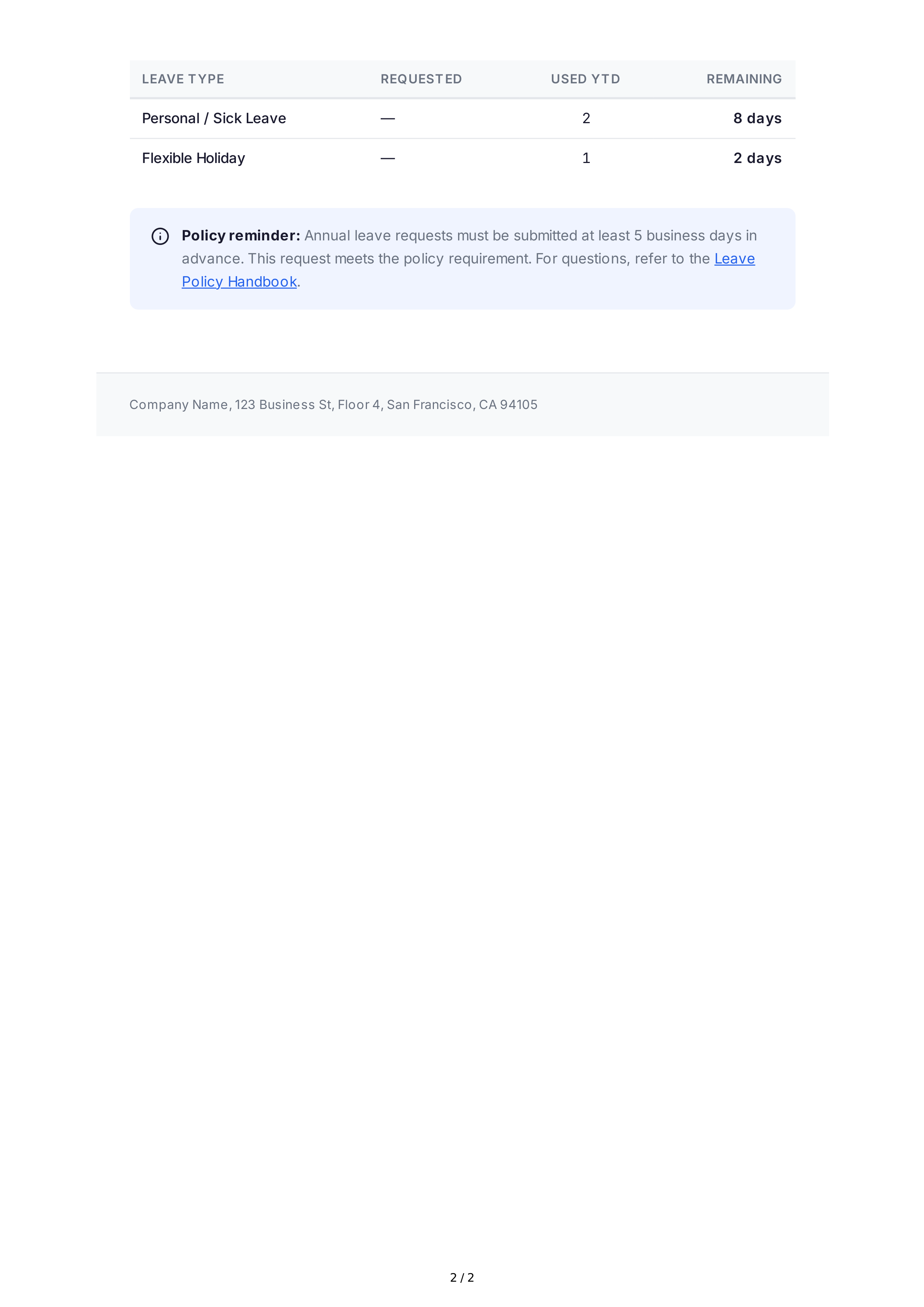 Leave Request Email — page 2