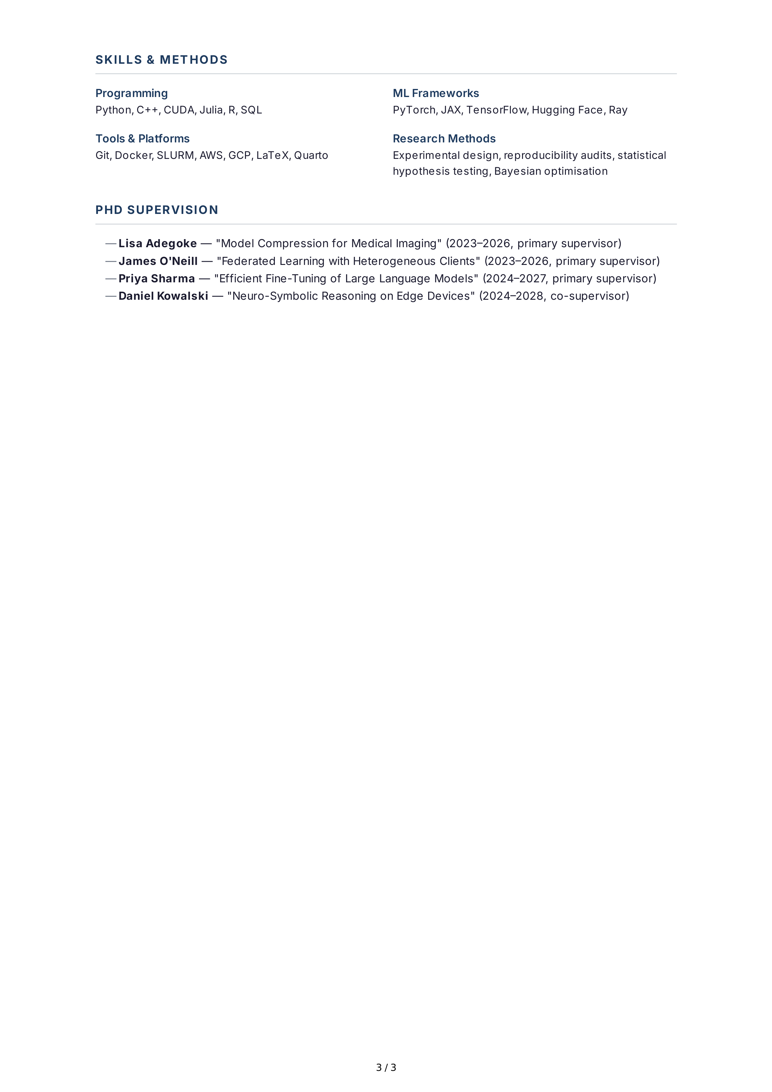 Lecturer CV — page 3