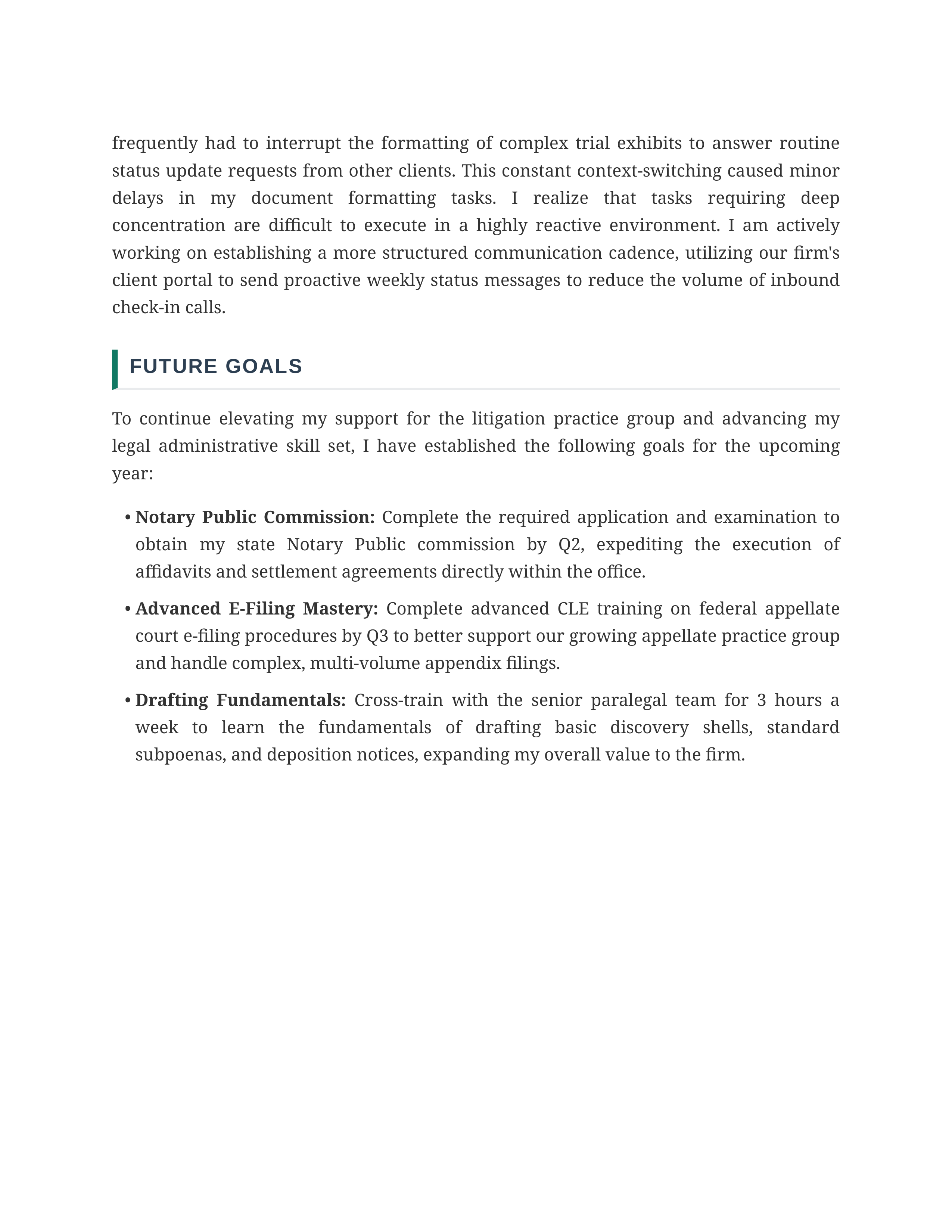 Legal Assistant Self Performance Review - AI Self Performance Review Generator — page 2