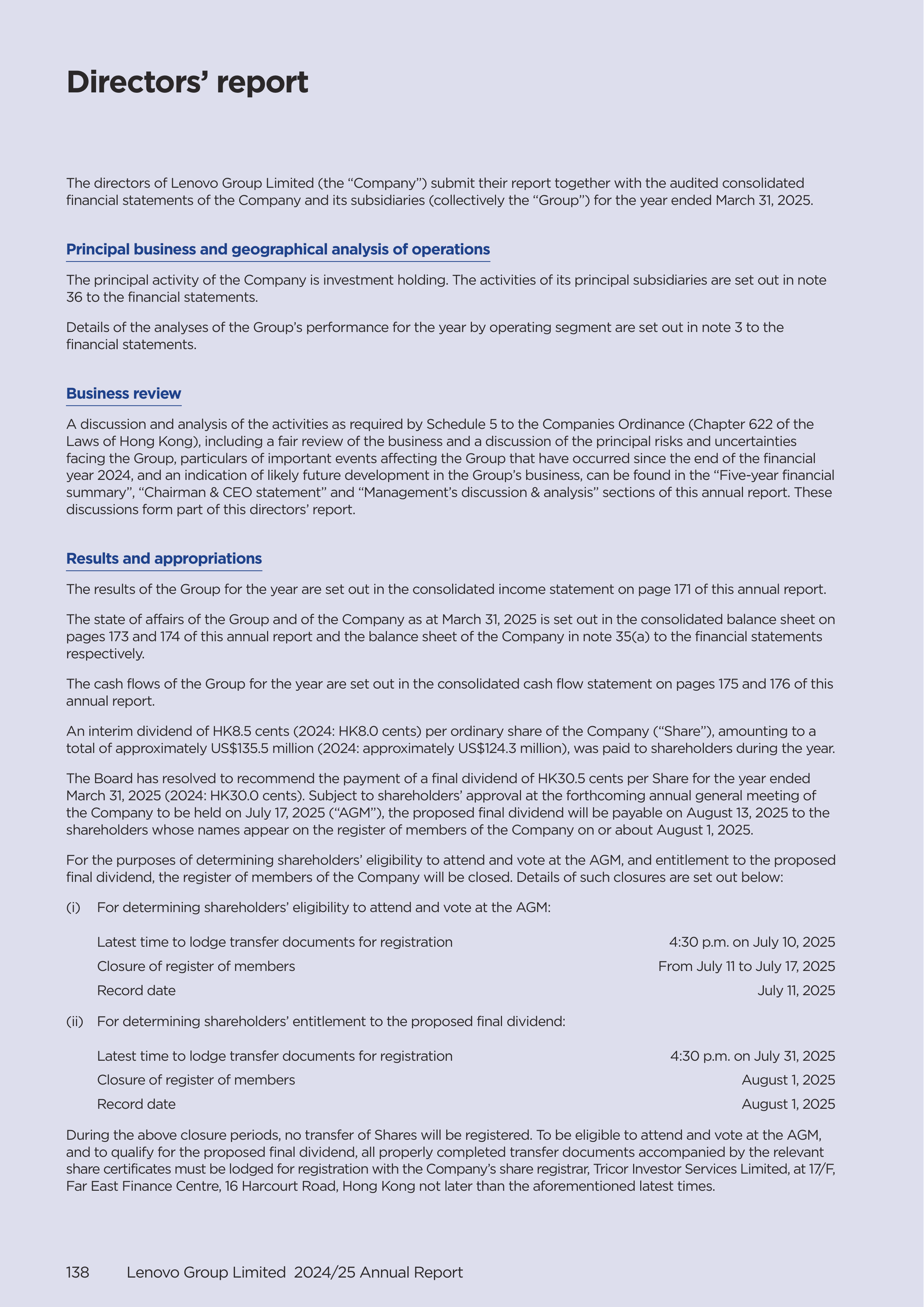 Lenovo Annual Report — page 140