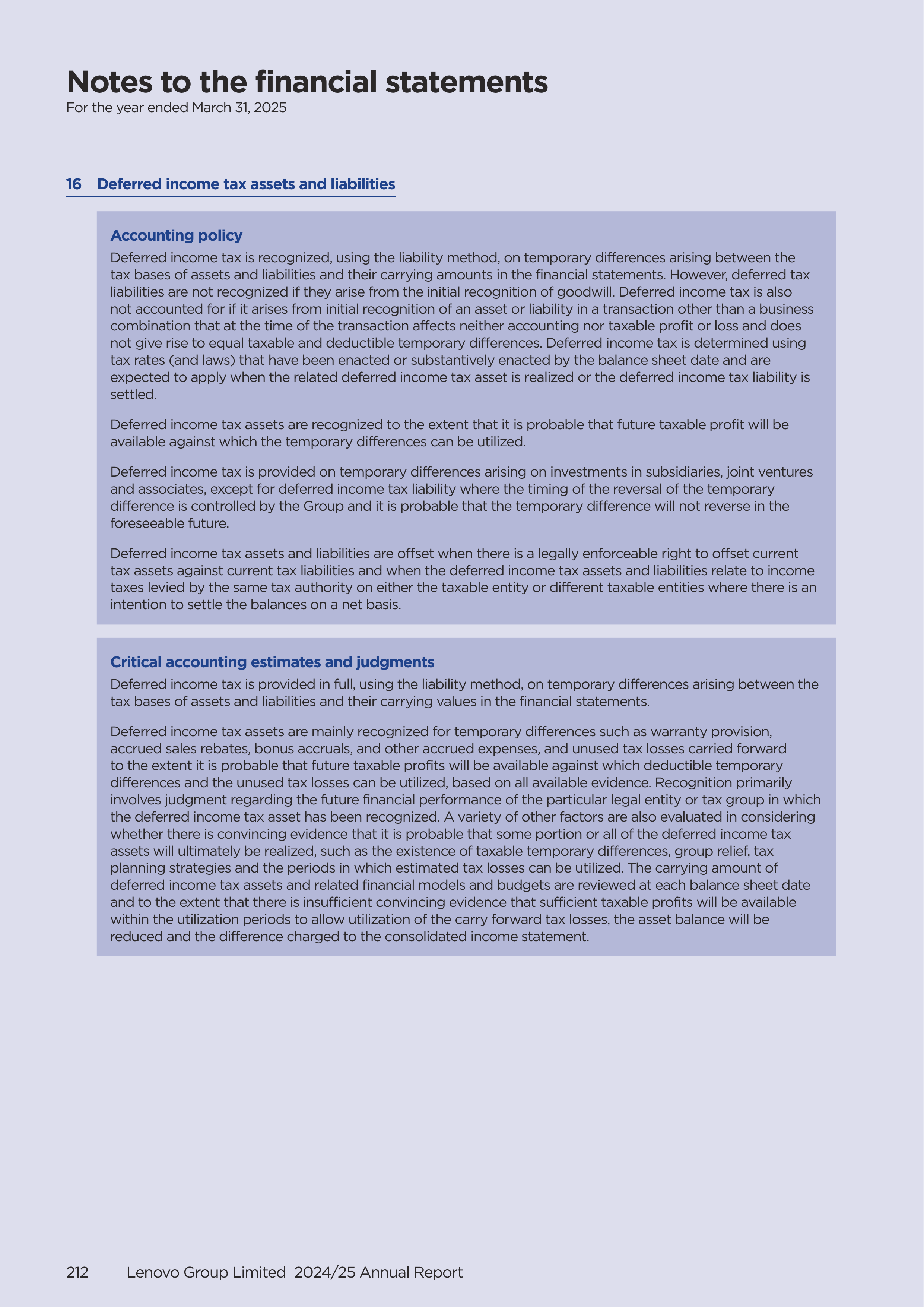 Lenovo Annual Report — page 214