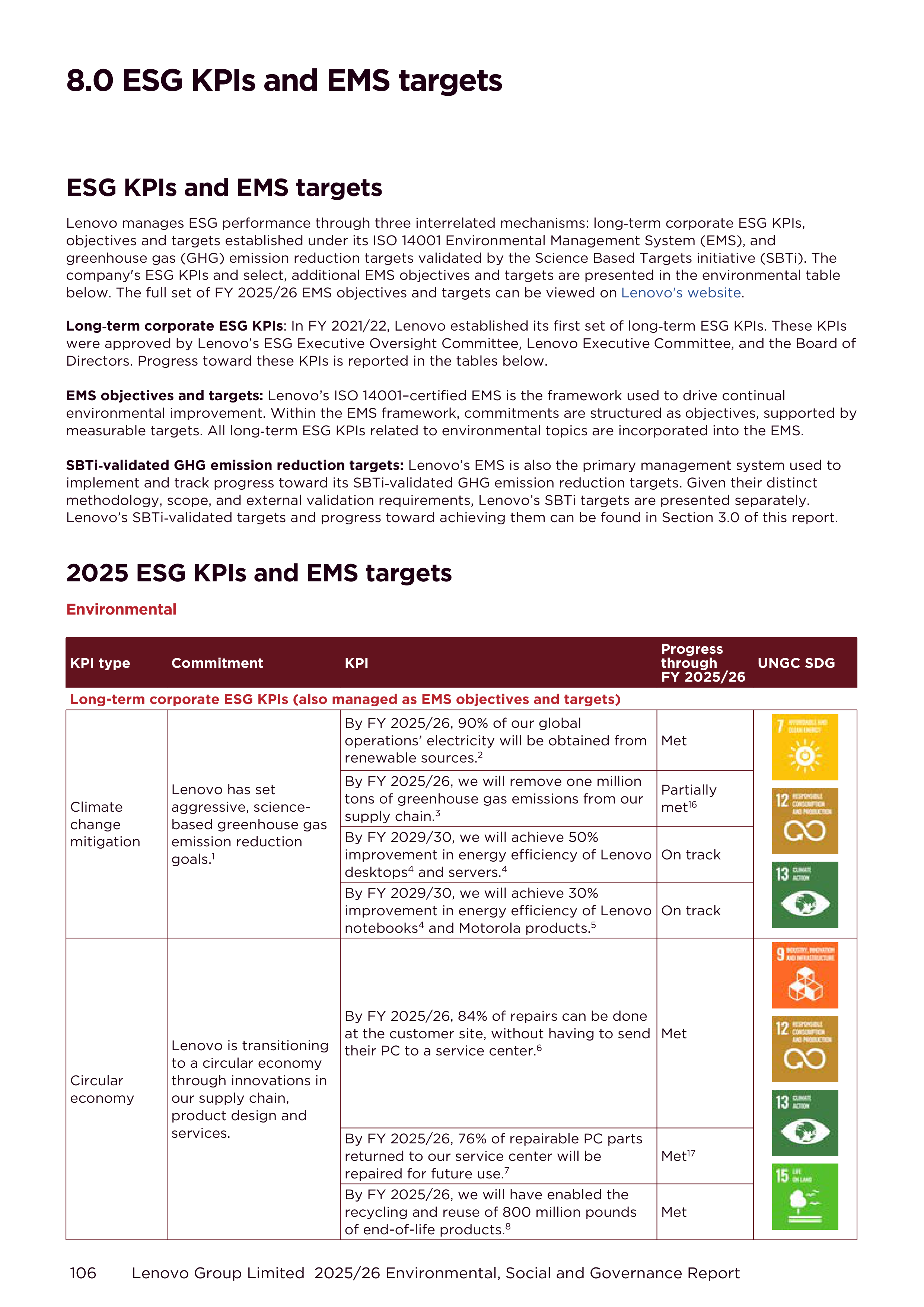 Lenovo Environmental Social Governance Report — page 106