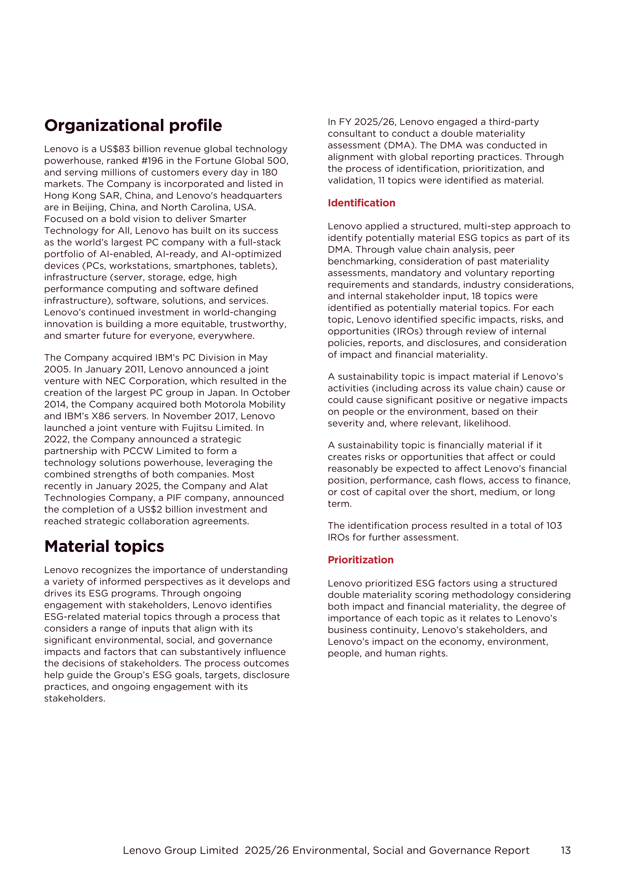 Lenovo Environmental Social Governance Report — page 13