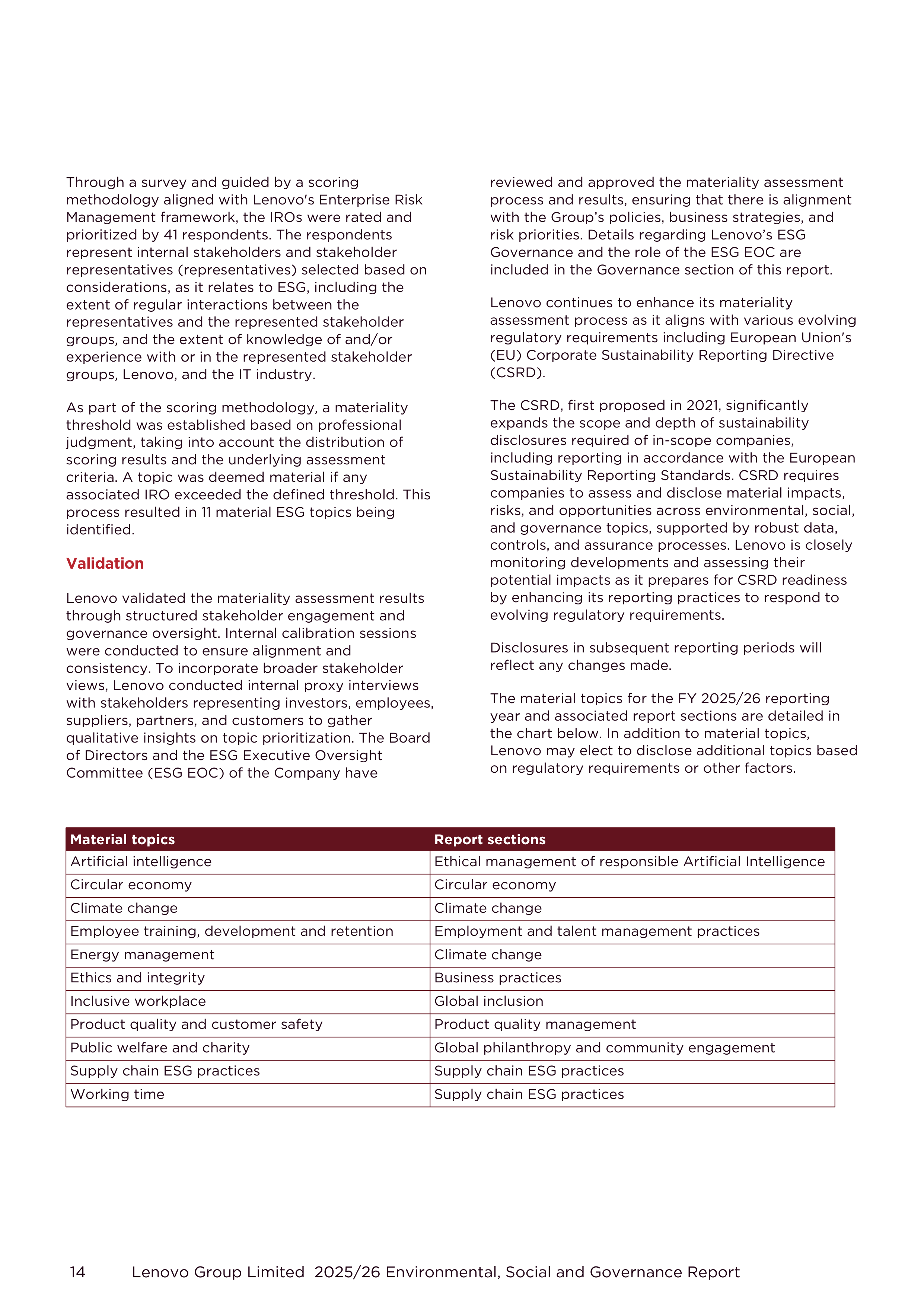 Lenovo Environmental Social Governance Report — page 14