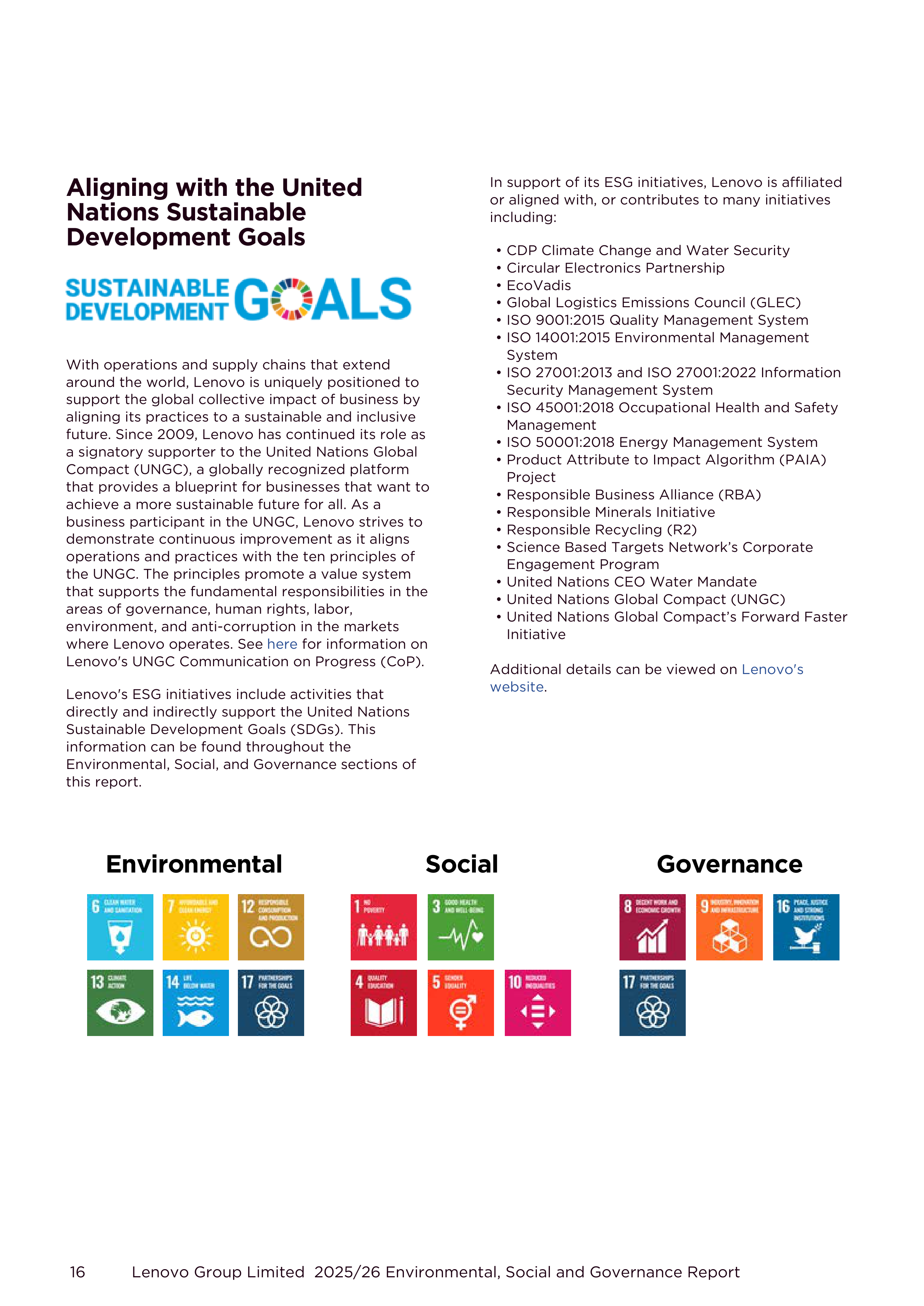 Lenovo Environmental Social Governance Report — page 16