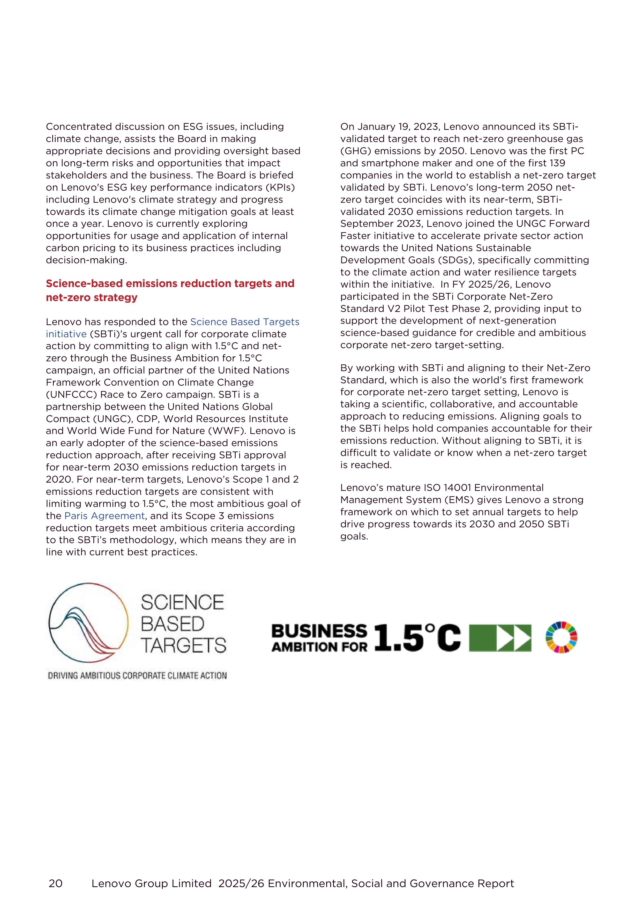 Lenovo Environmental Social Governance Report — page 20