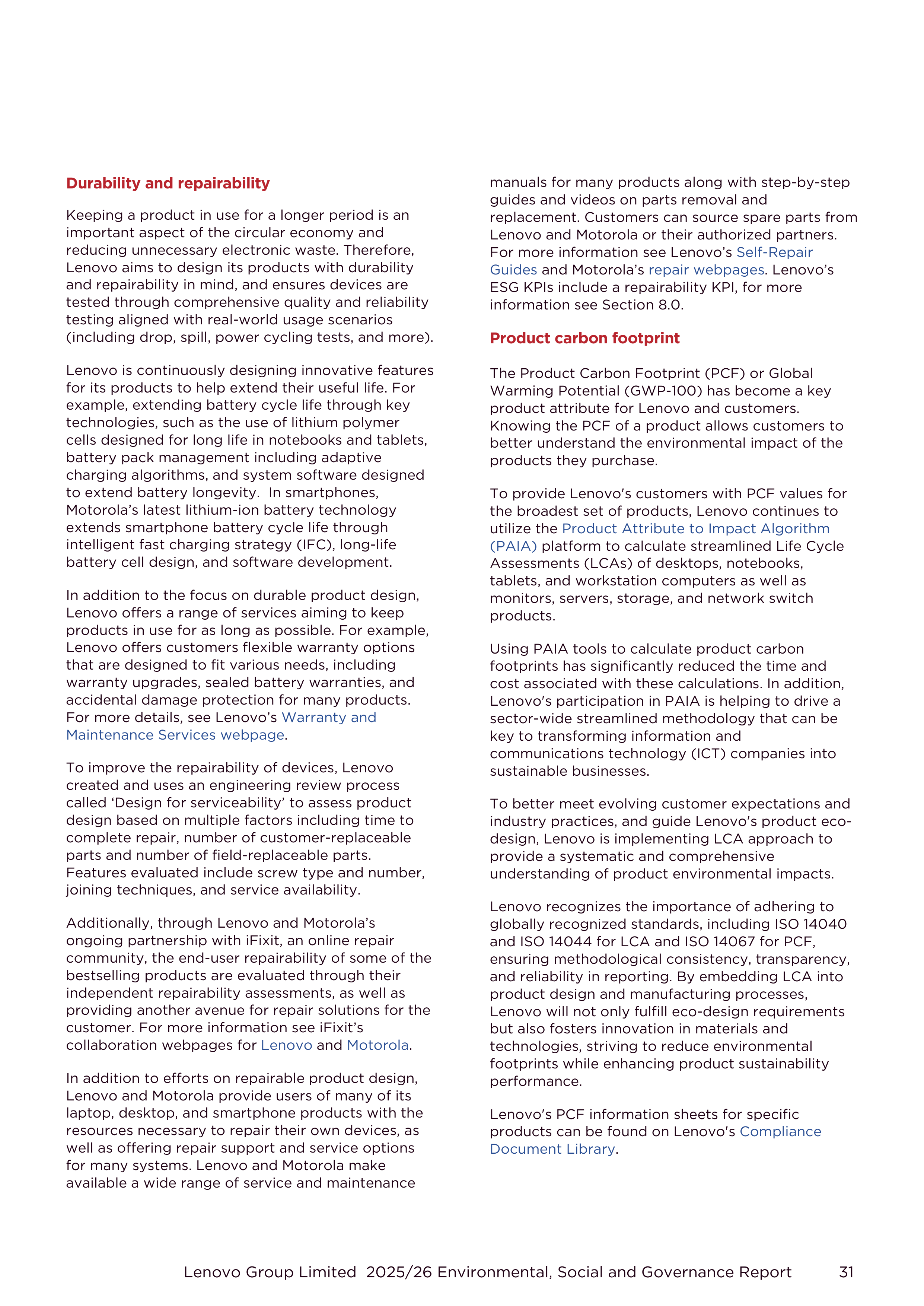 Lenovo Environmental Social Governance Report — page 31