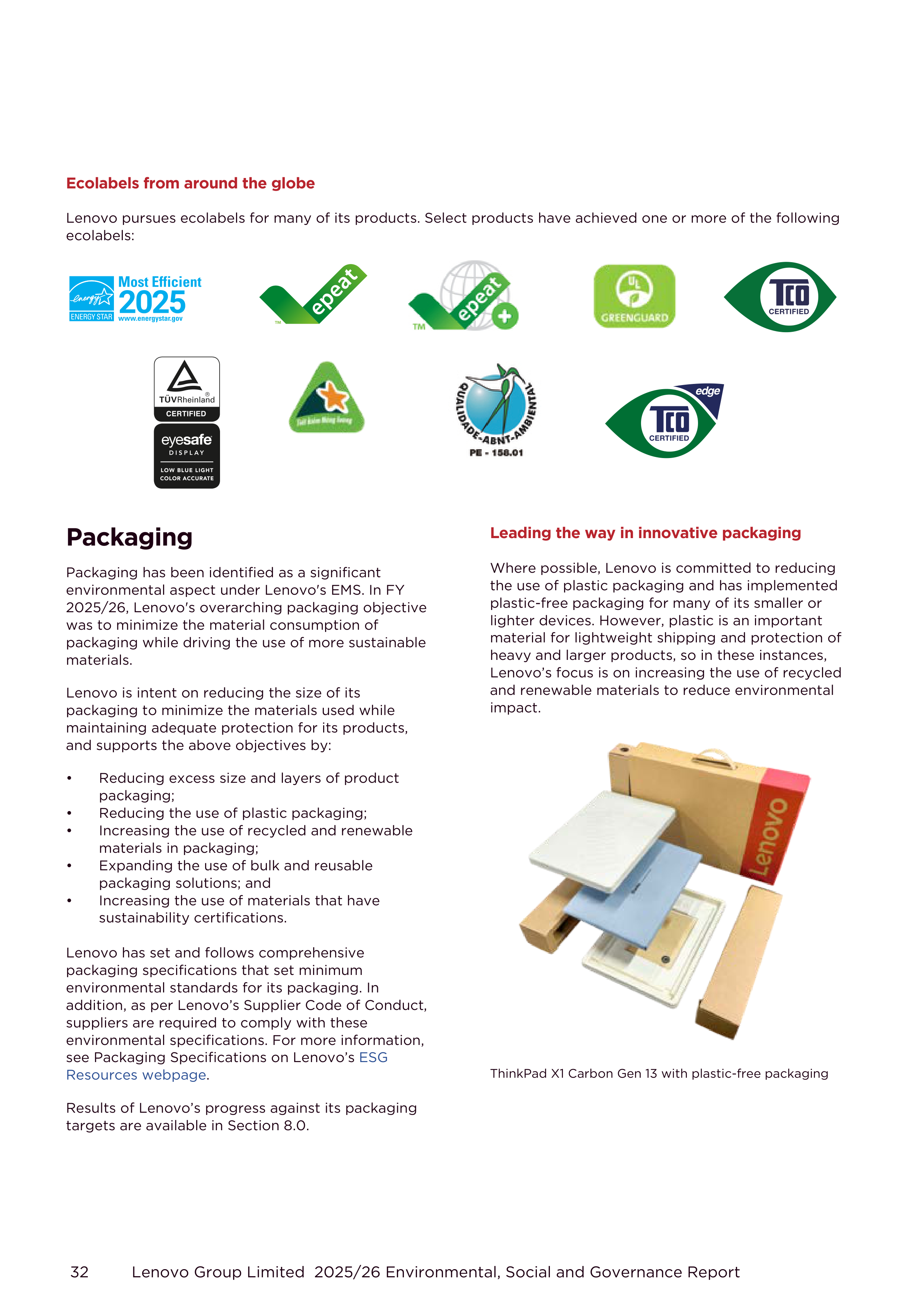 Lenovo Environmental Social Governance Report — page 32