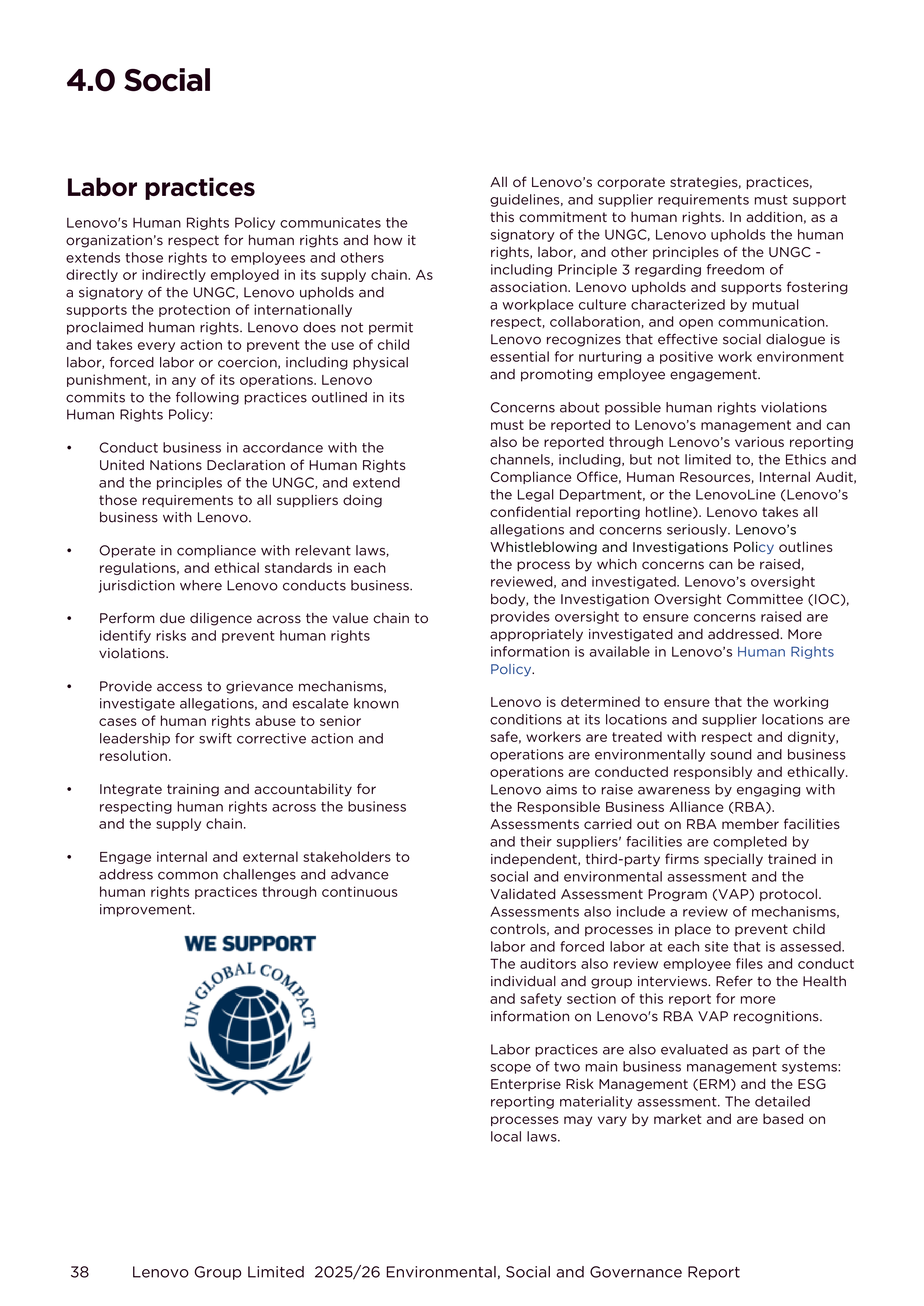 Lenovo Environmental Social Governance Report — page 38
