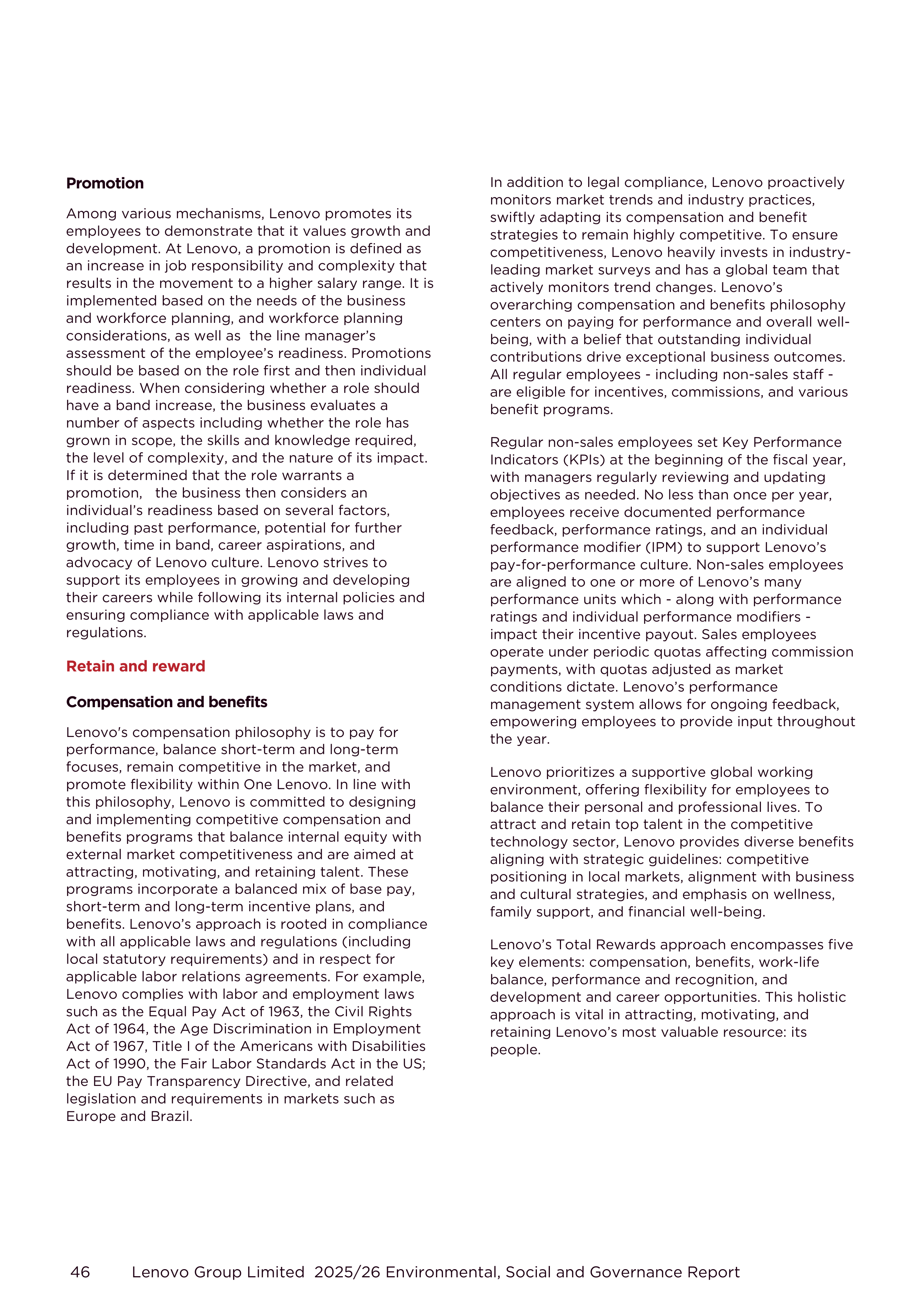 Lenovo Environmental Social Governance Report — page 46