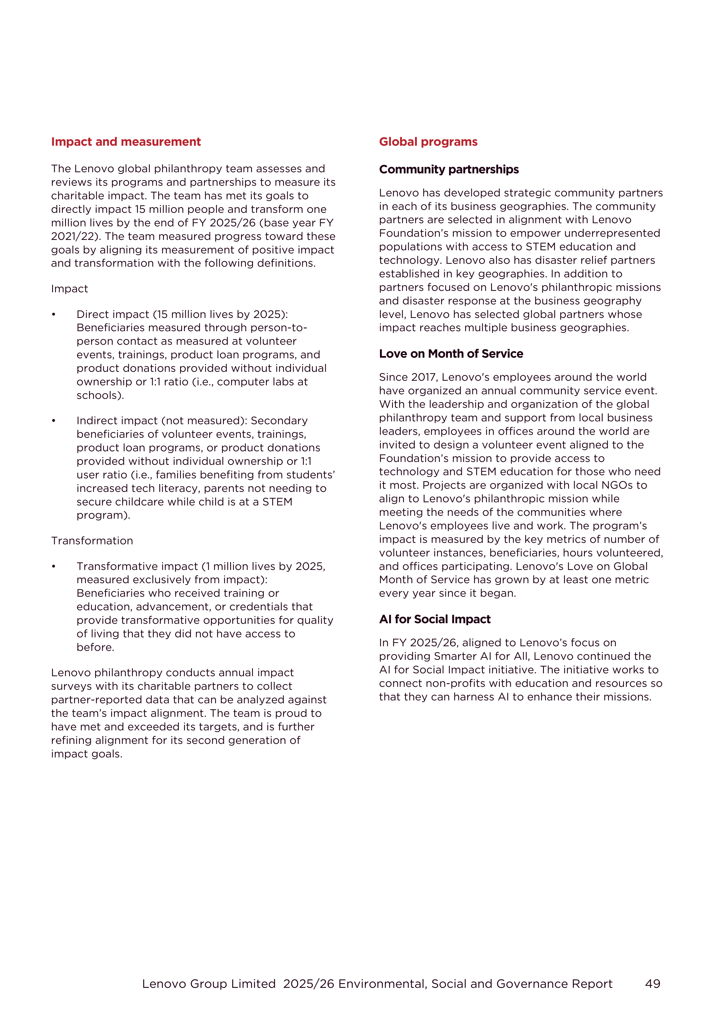 Lenovo Environmental Social Governance Report — page 49