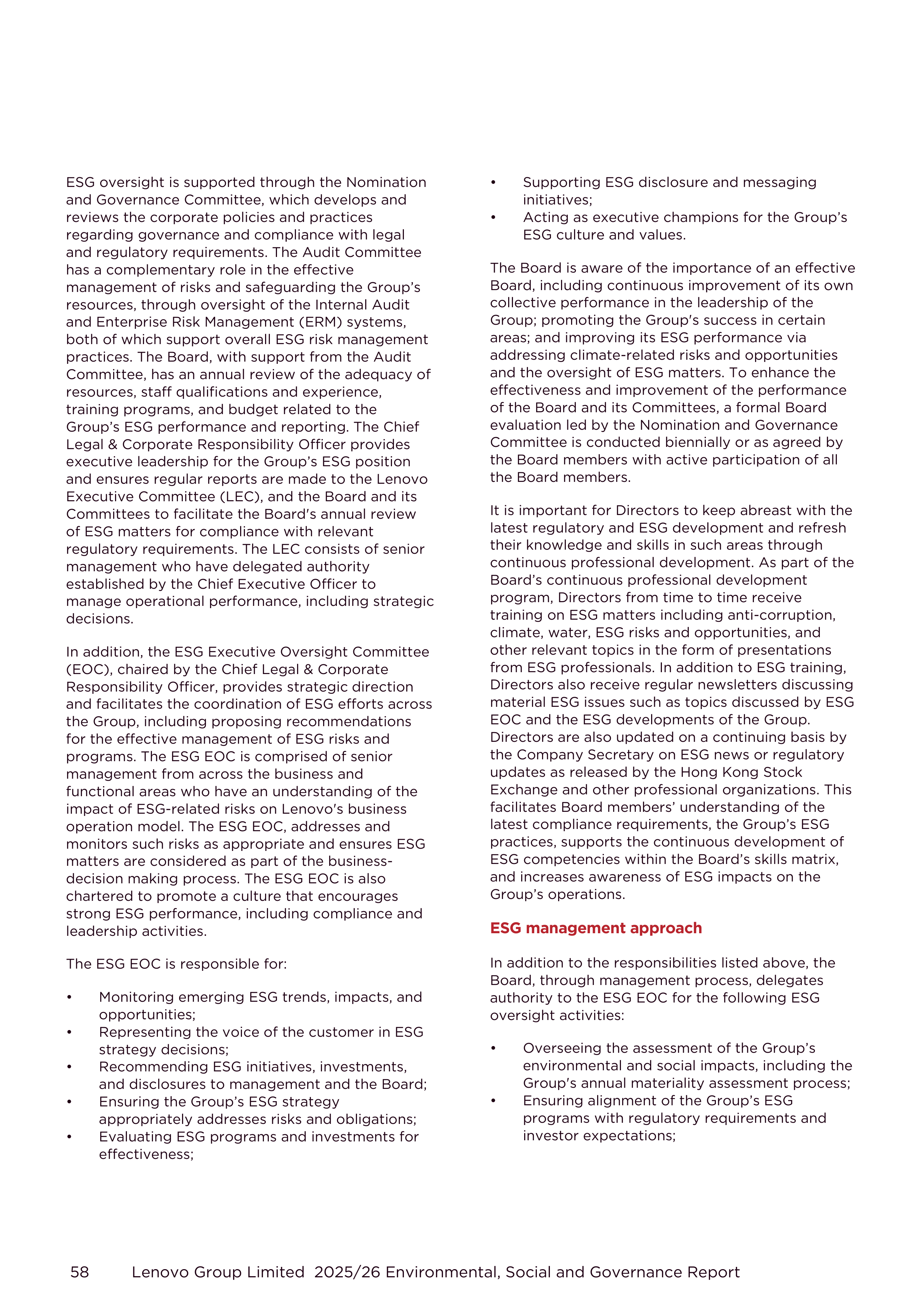 Lenovo Environmental Social Governance Report — page 58