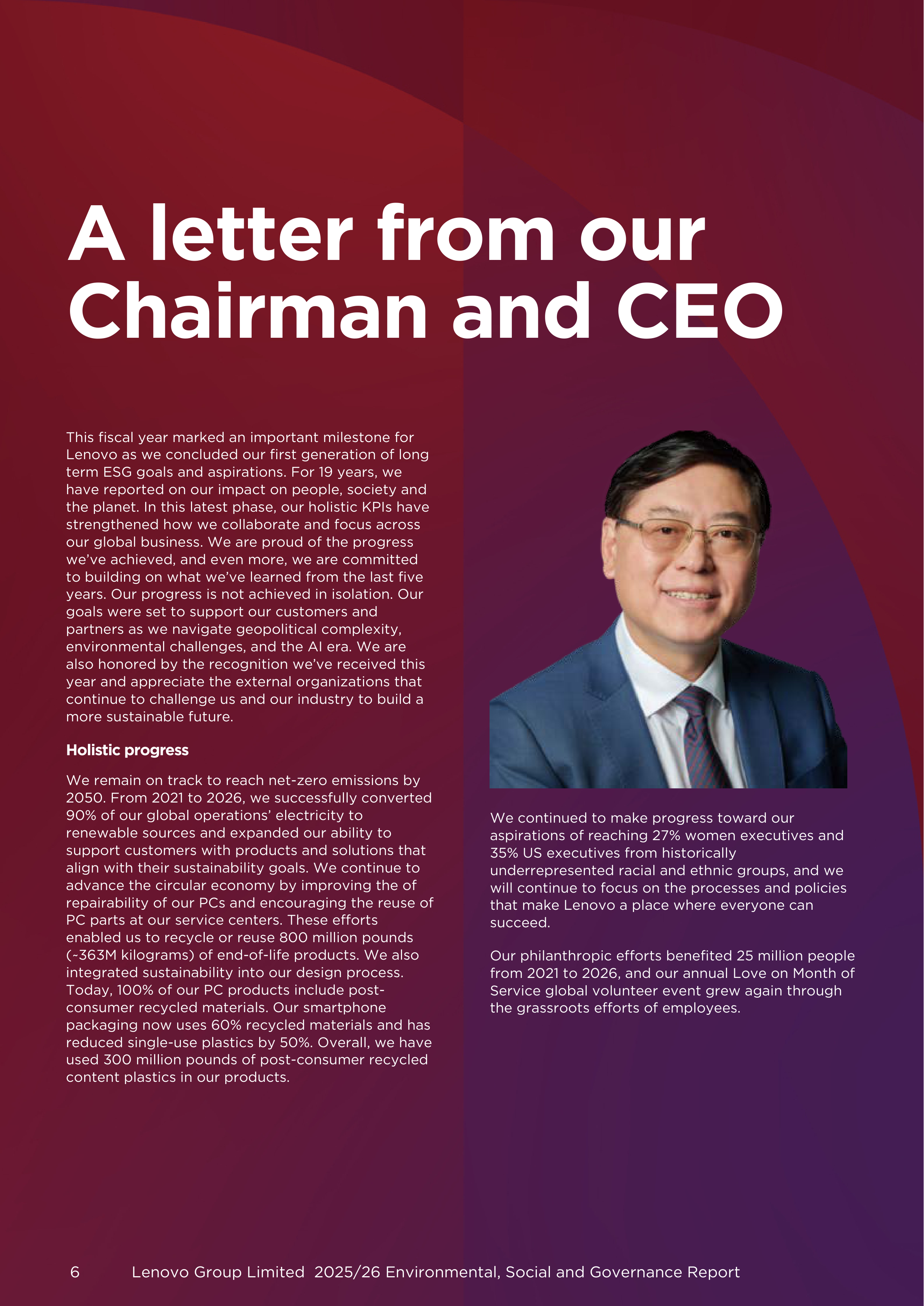 Lenovo Environmental Social Governance Report — page 6
