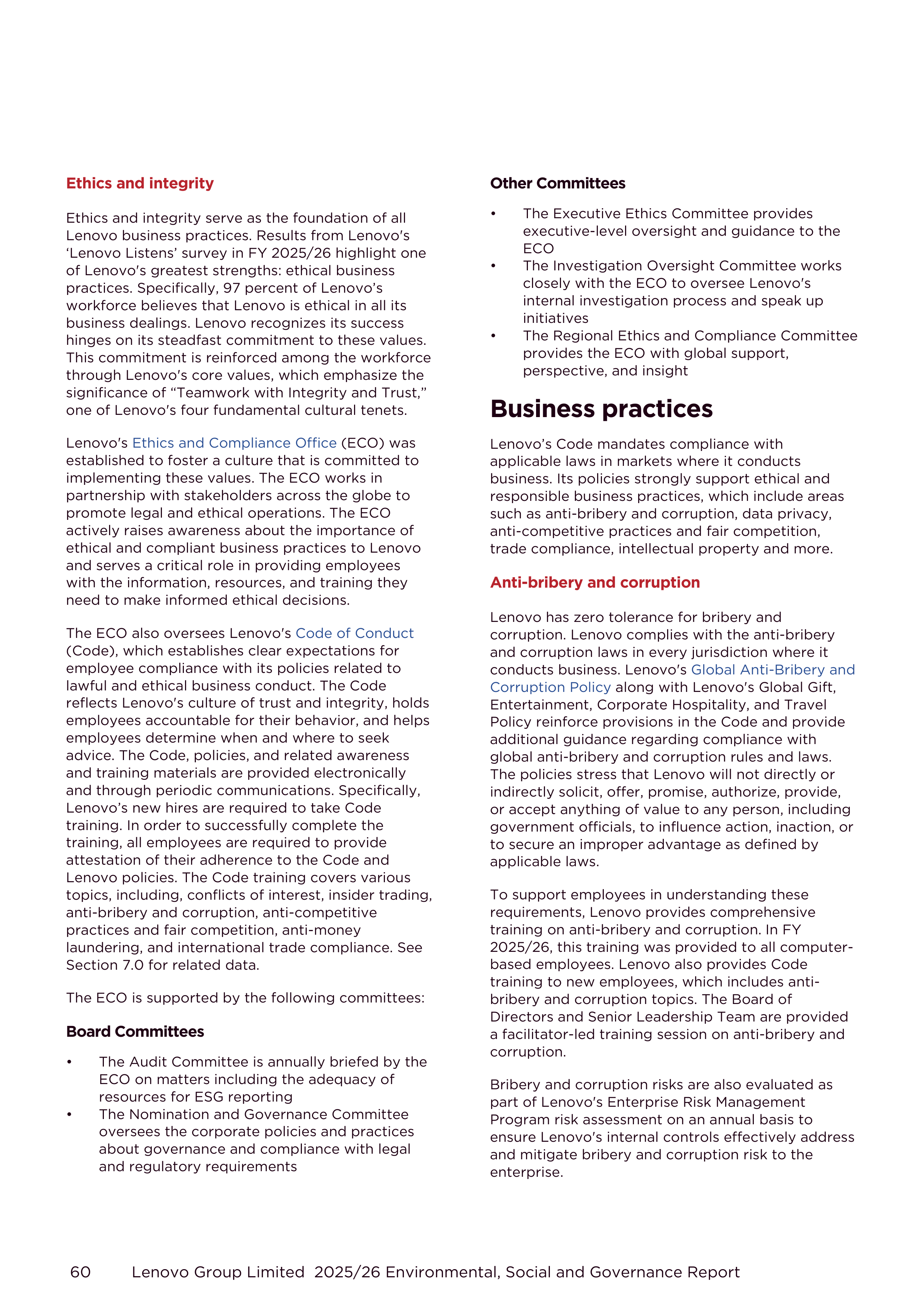 Lenovo Environmental Social Governance Report — page 60