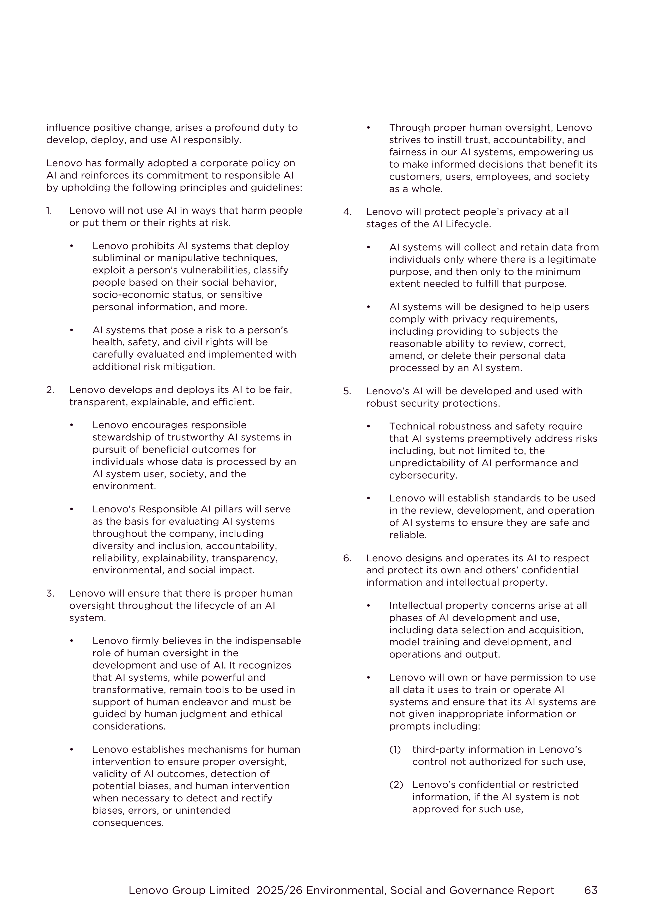 Lenovo Environmental Social Governance Report — page 63
