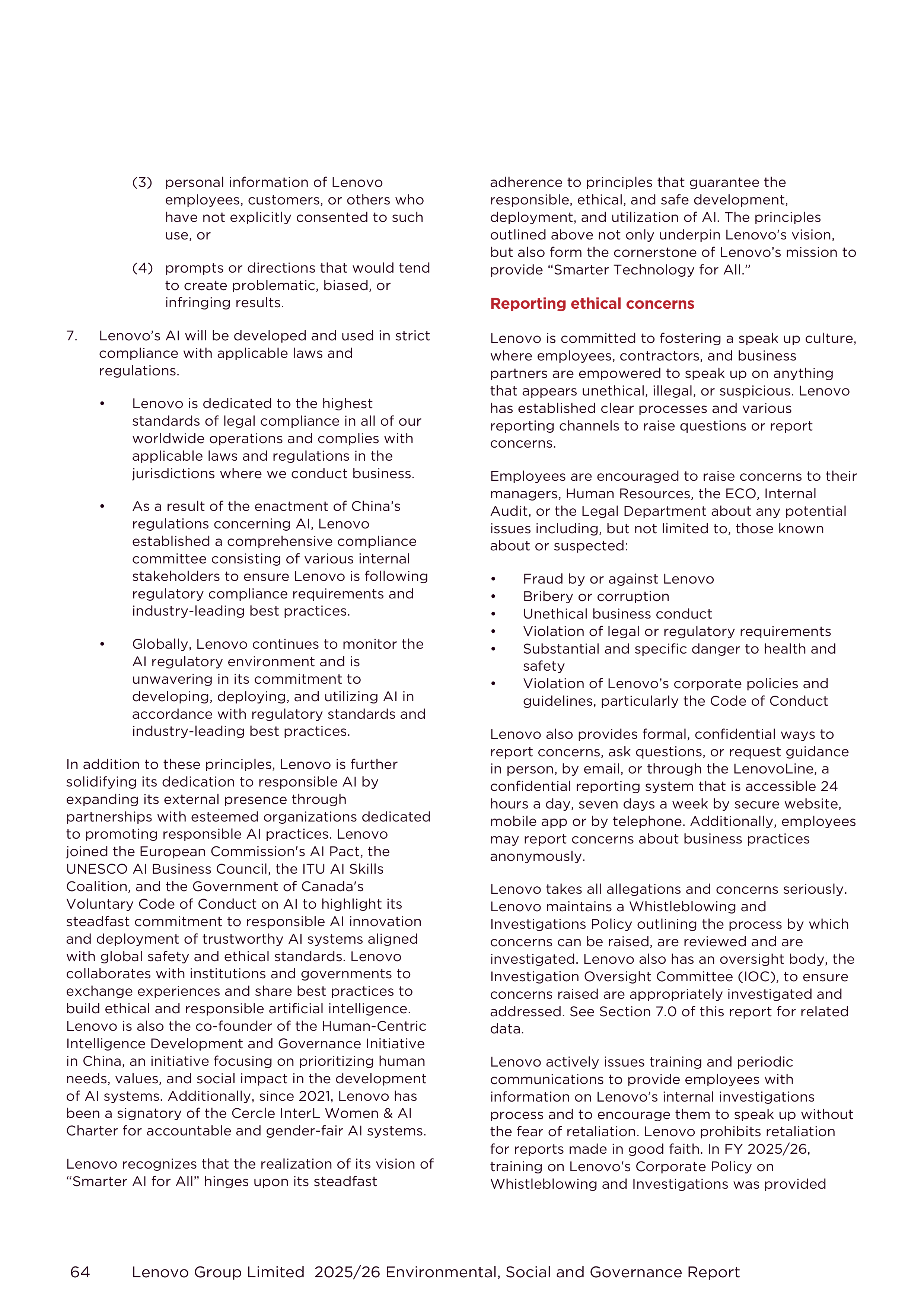 Lenovo Environmental Social Governance Report — page 64