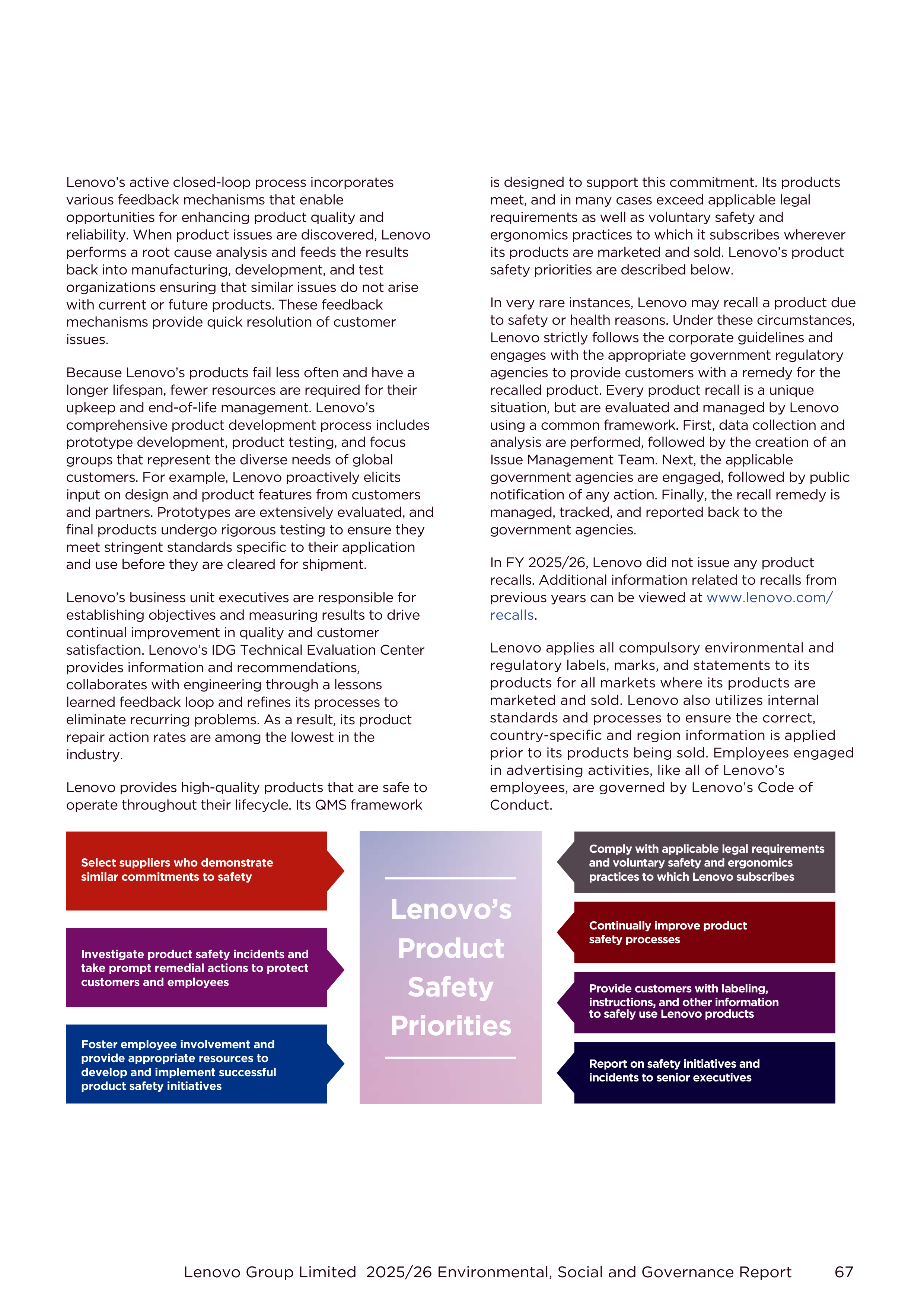 Lenovo Environmental Social Governance Report — page 67