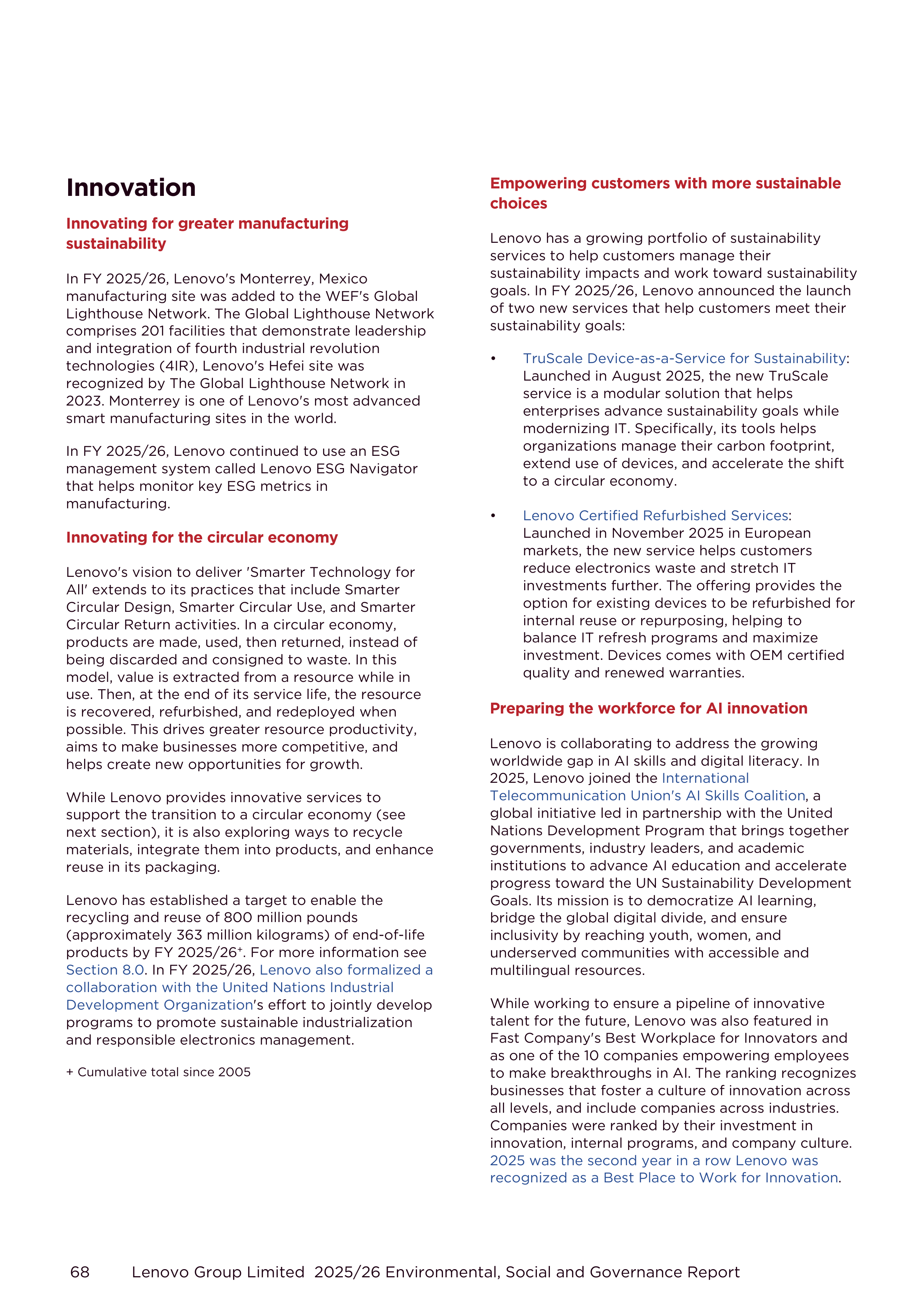 Lenovo Environmental Social Governance Report — page 68