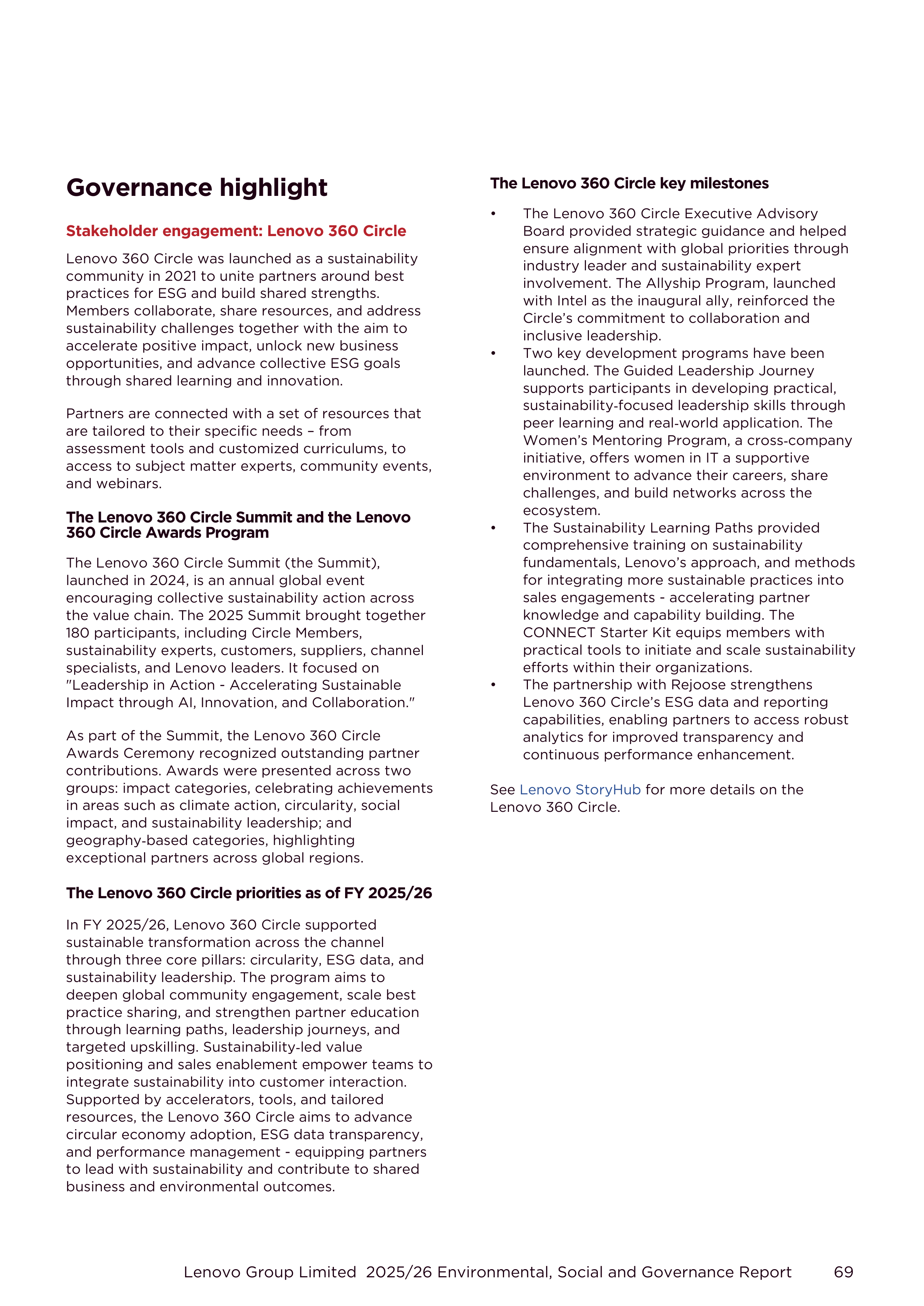 Lenovo Environmental Social Governance Report — page 69