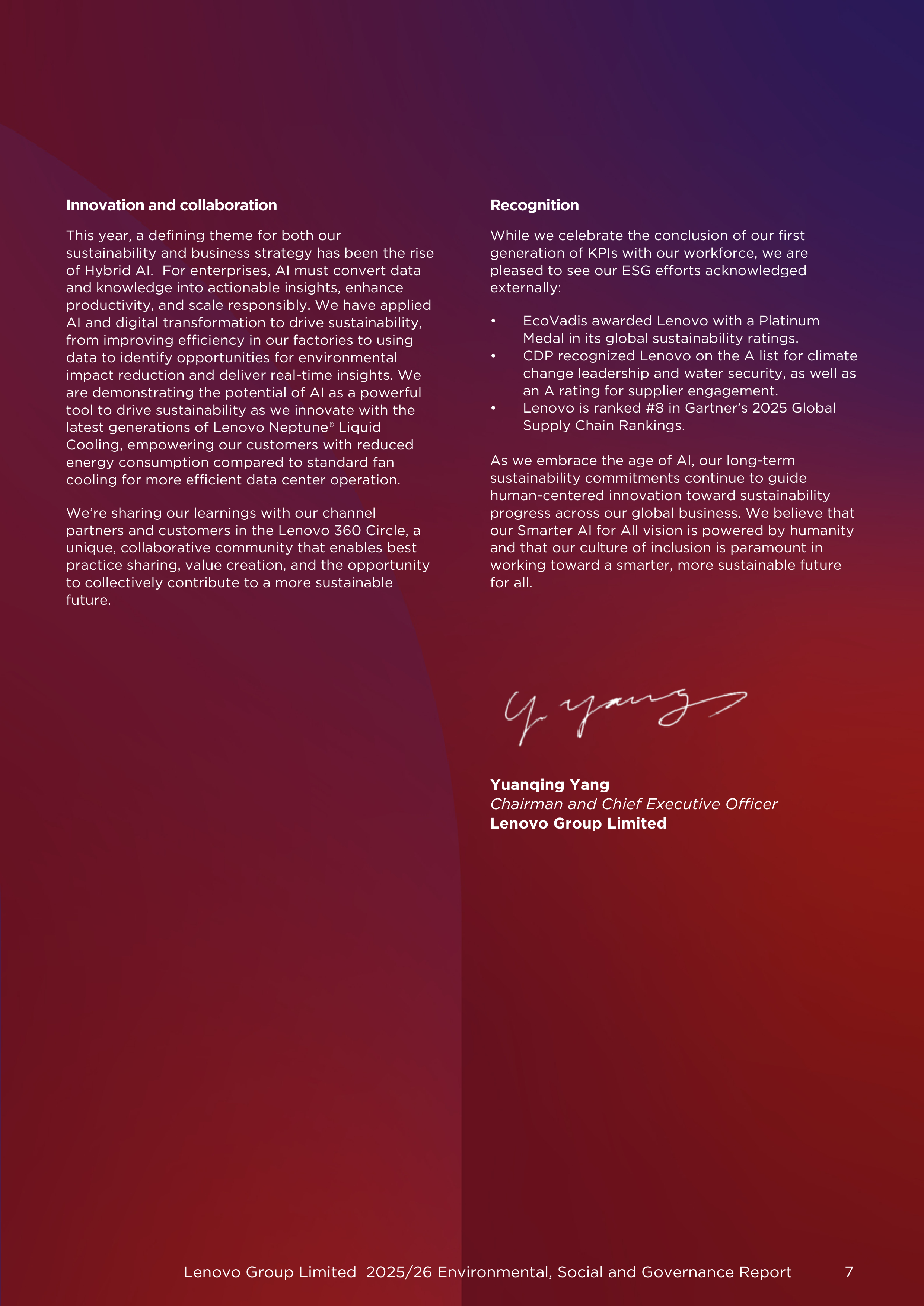 Lenovo Environmental Social Governance Report — page 7