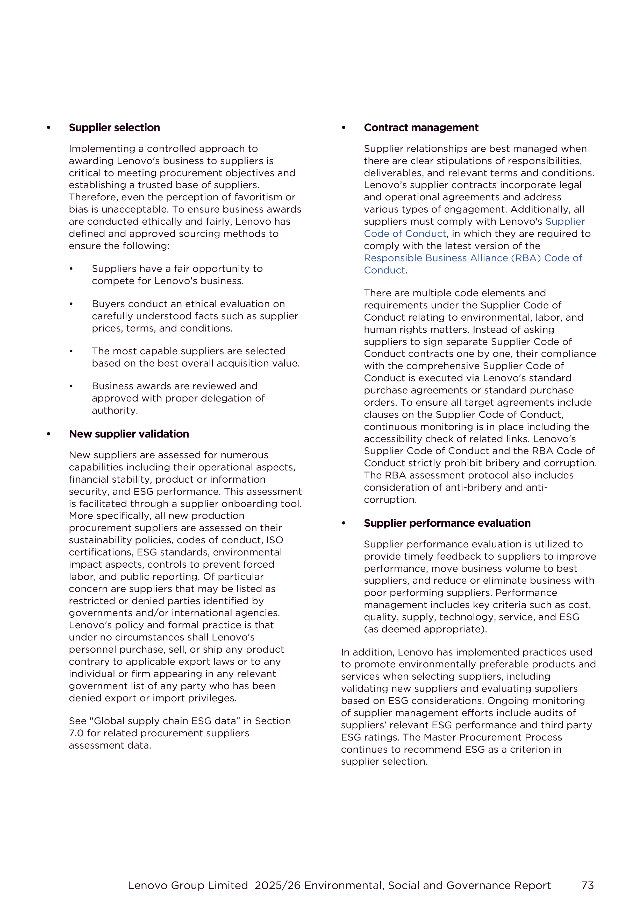 Lenovo Environmental Social Governance Report — page 73