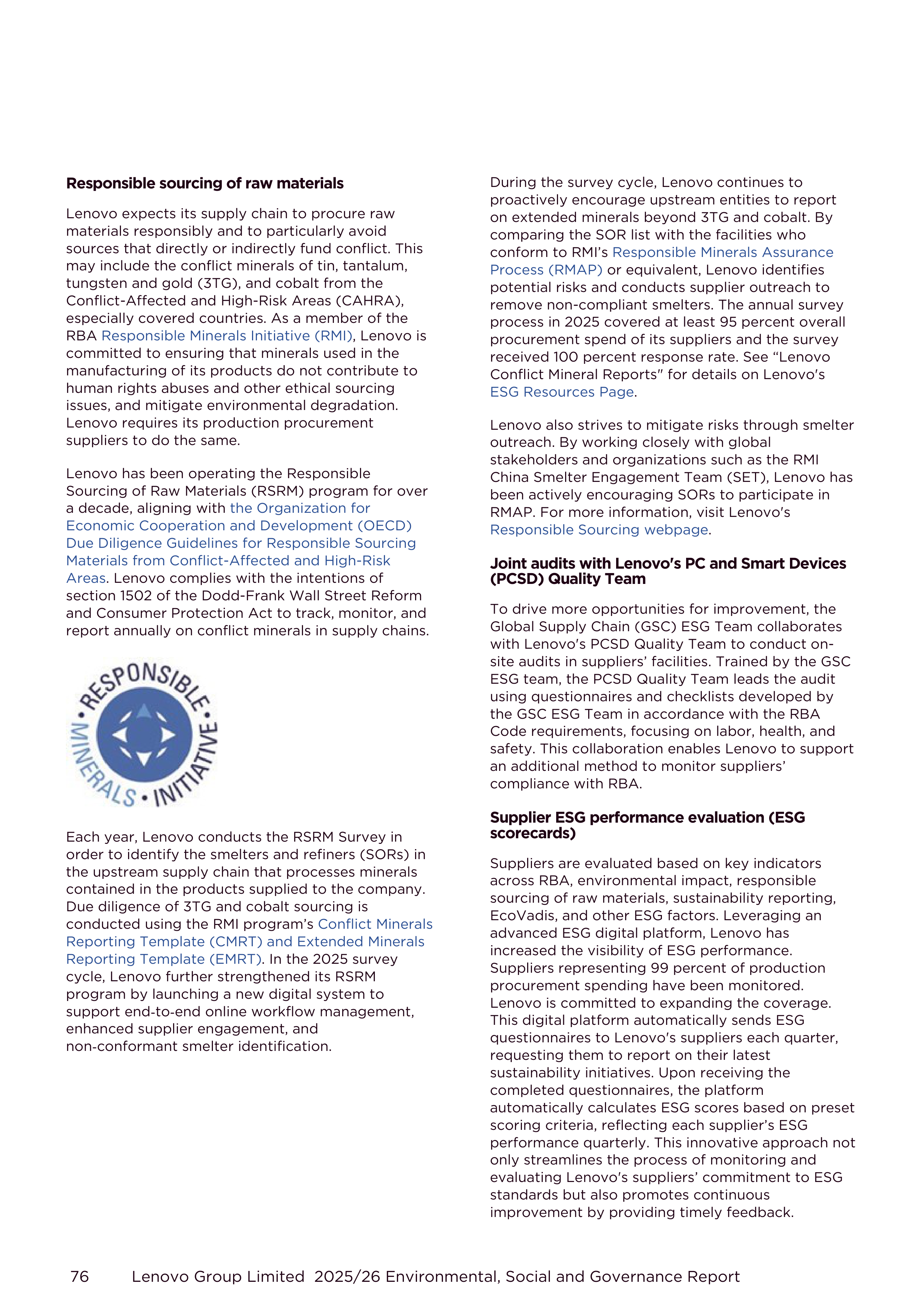 Lenovo Environmental Social Governance Report — page 76