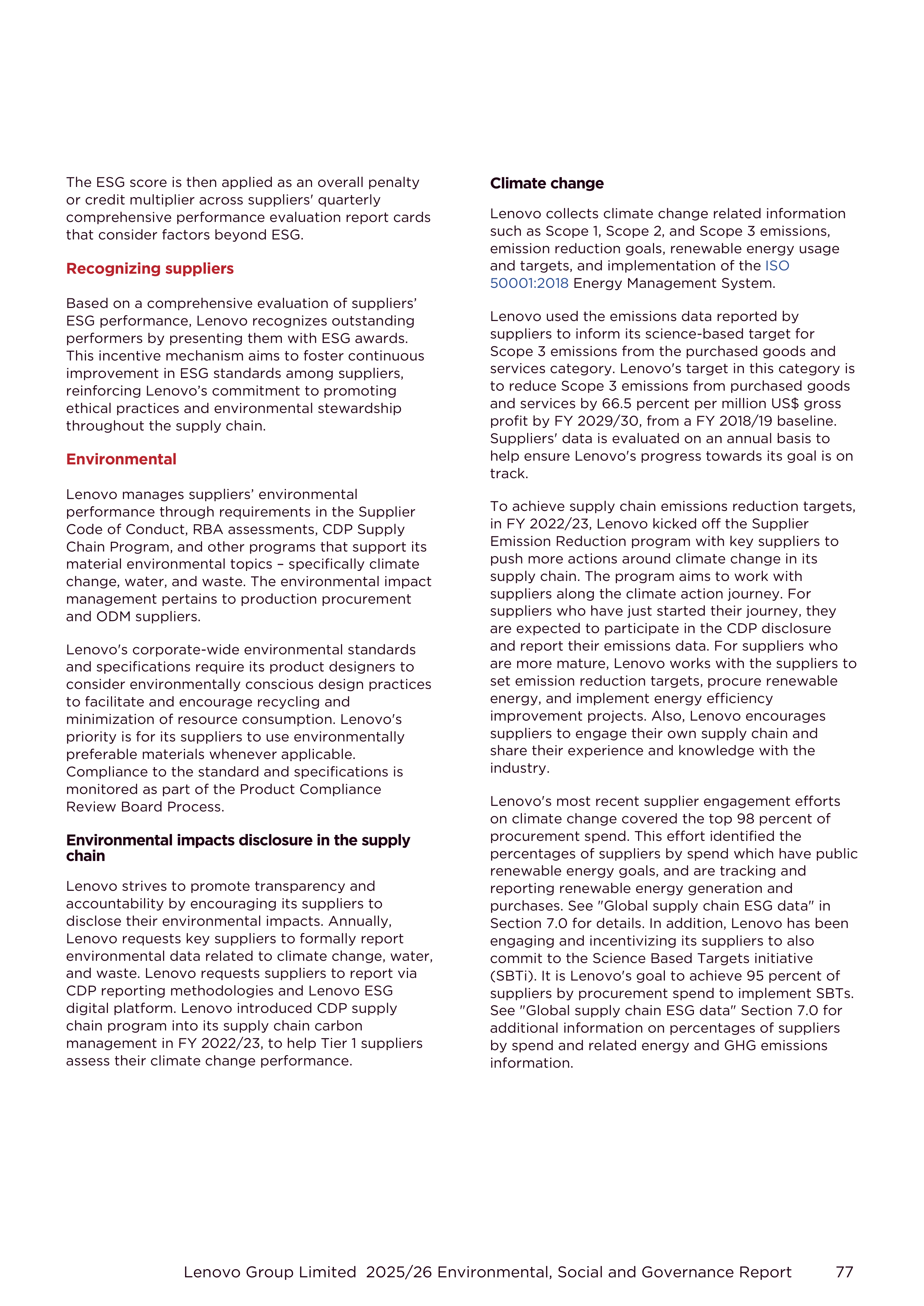 Lenovo Environmental Social Governance Report — page 77