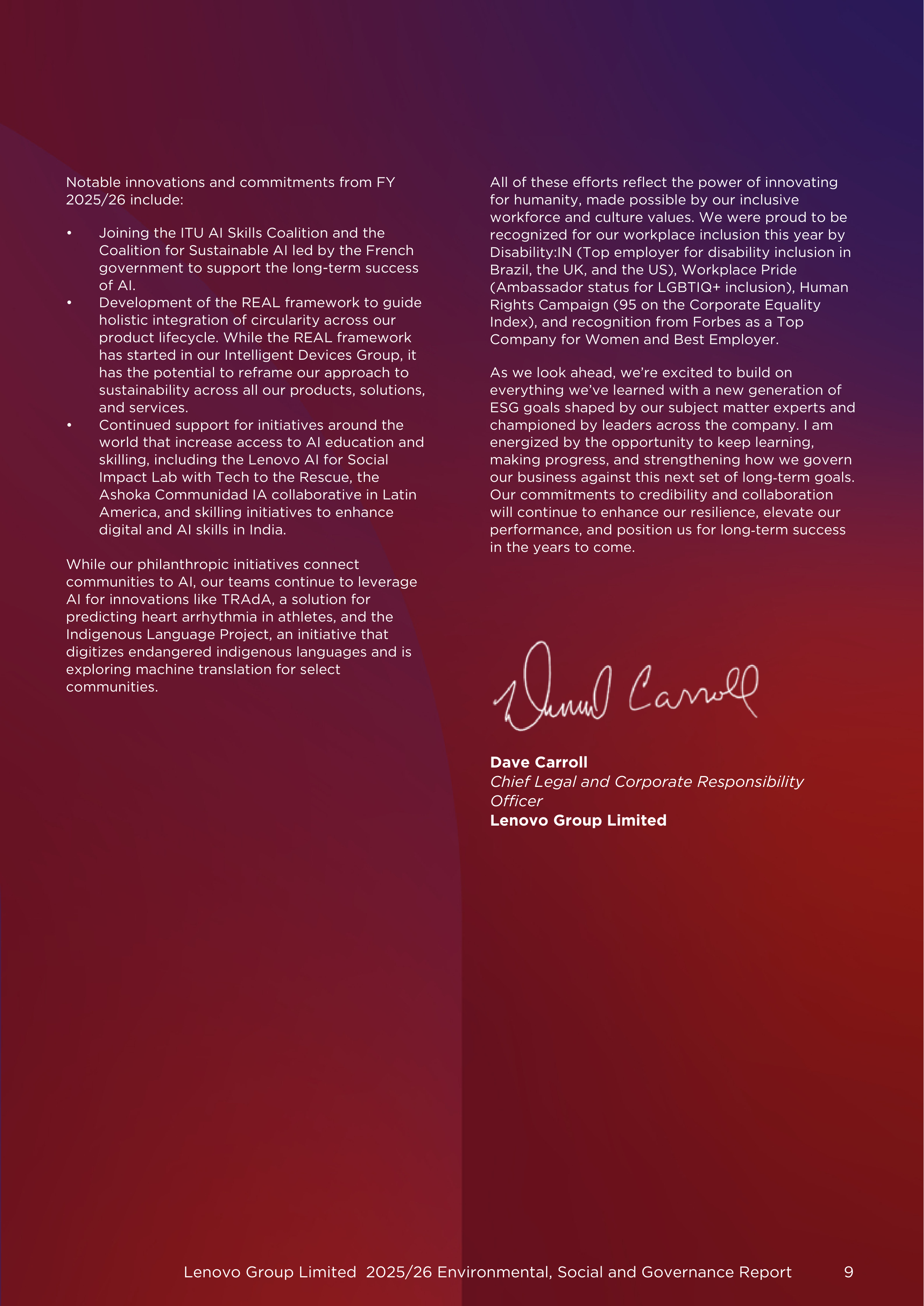 Lenovo Environmental Social Governance Report — page 9