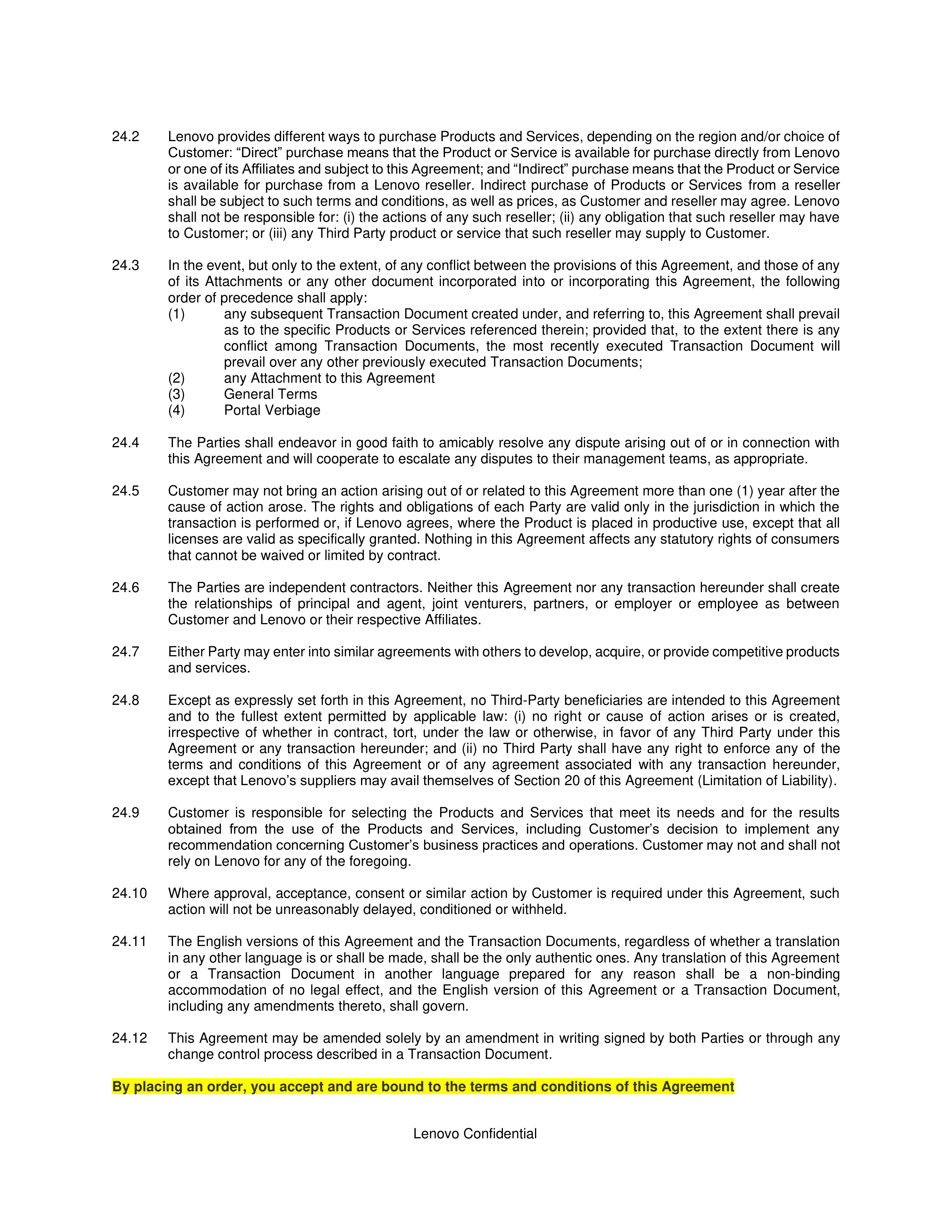 Lenovo Framework Agreement — page 12