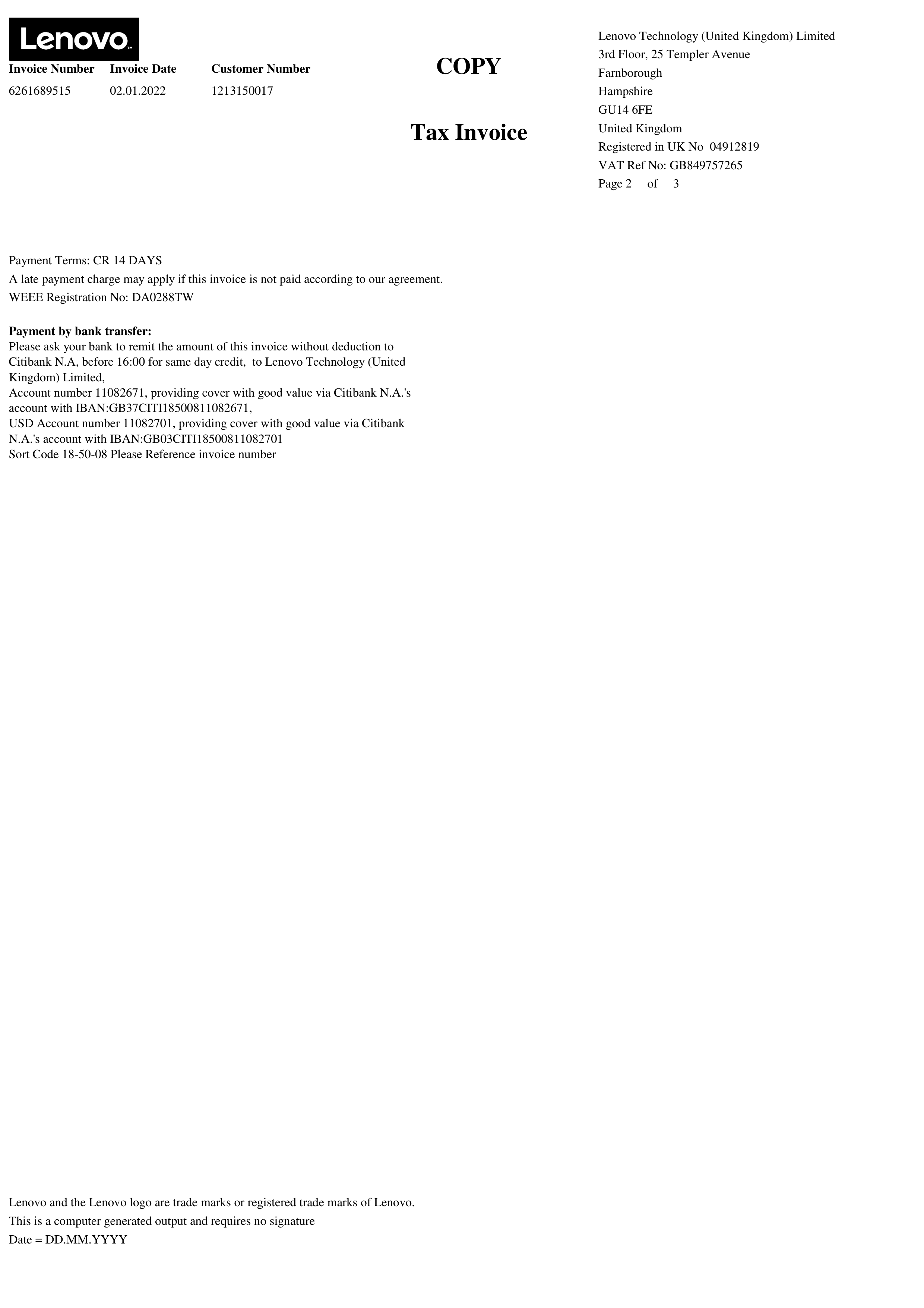Lenovo Tax Invoice — page 2