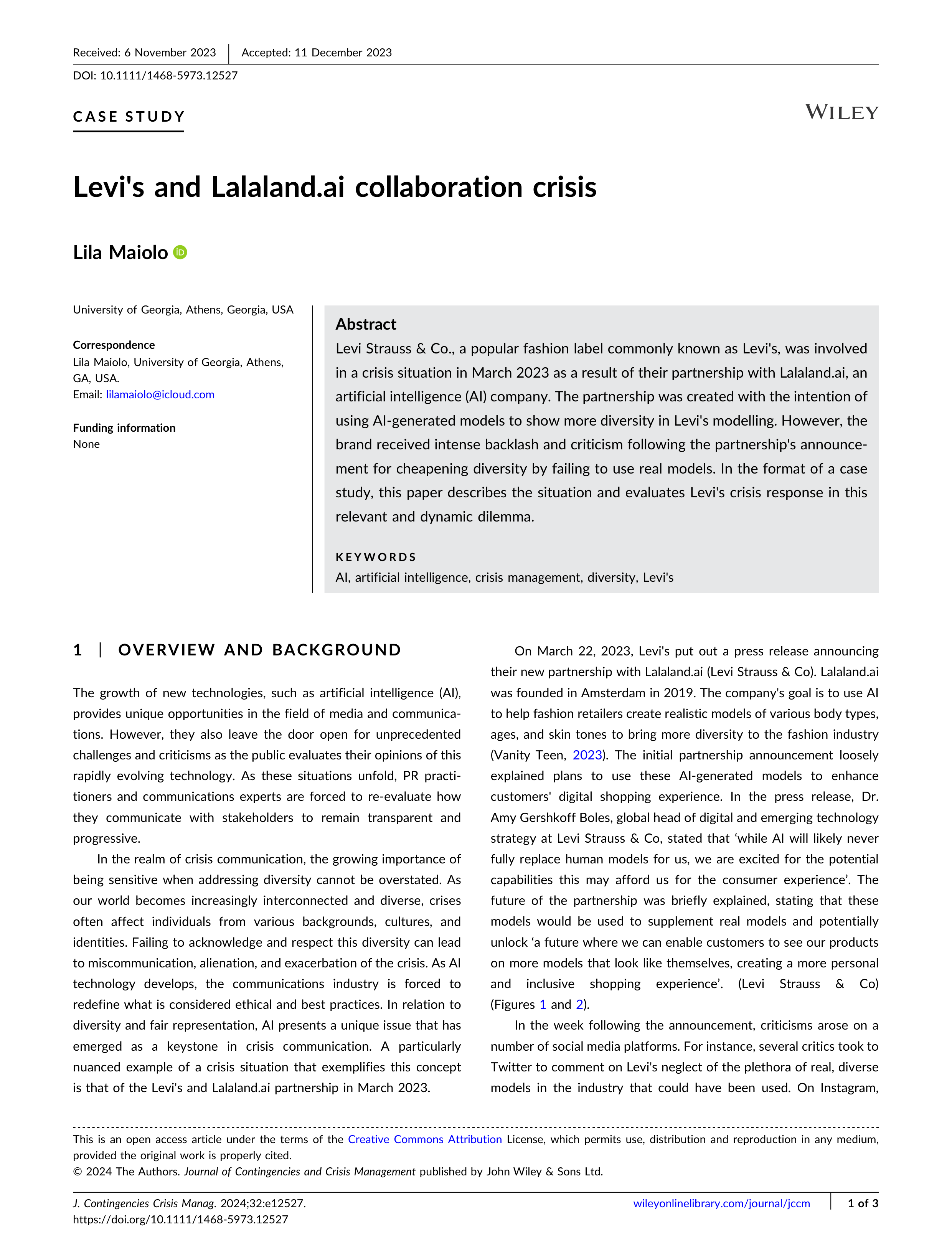 Levis Case Study — page 1