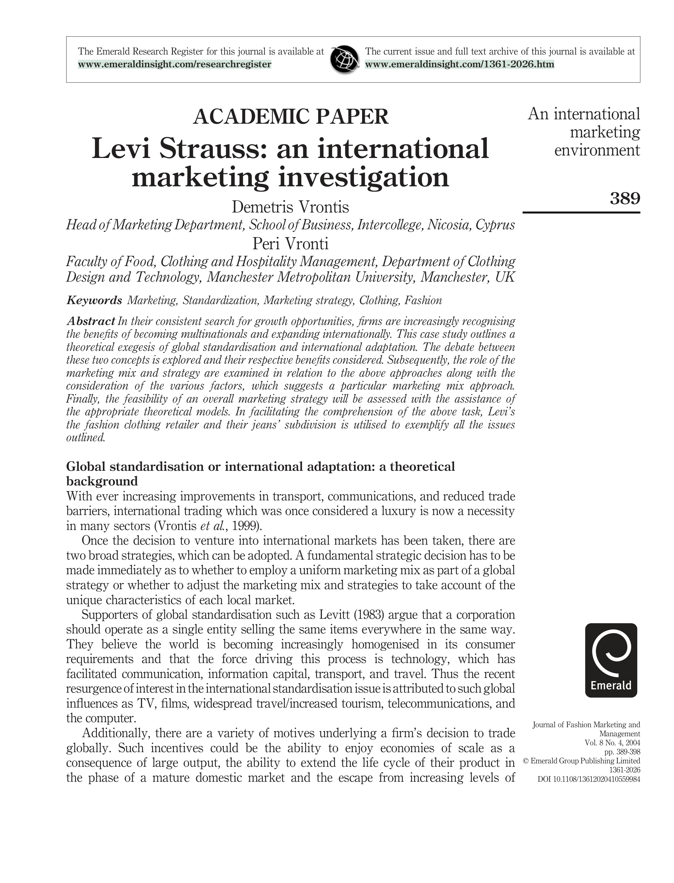 Levis Marketing Strategy — page 1
