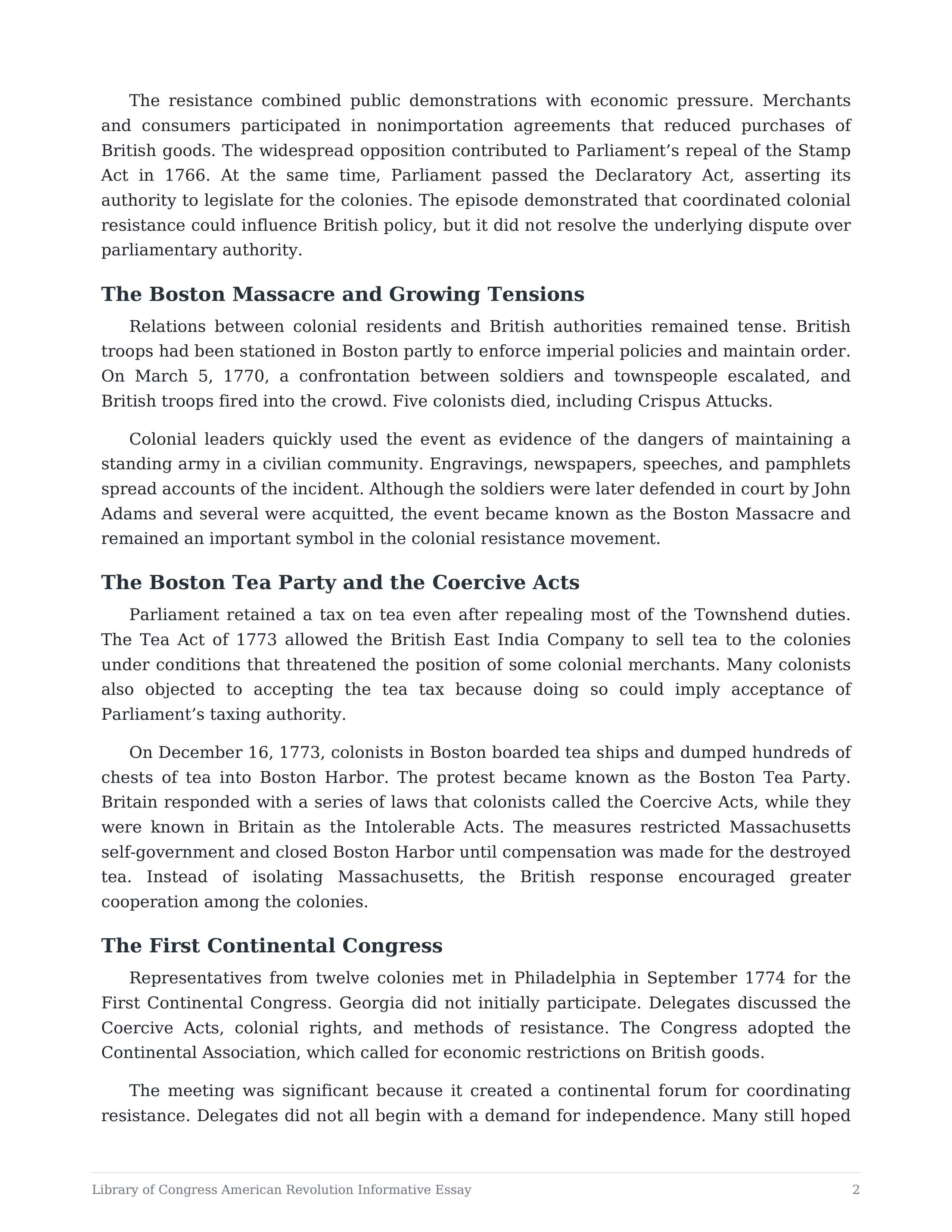 Library of Congress American Revolution Informative Essay — page 2