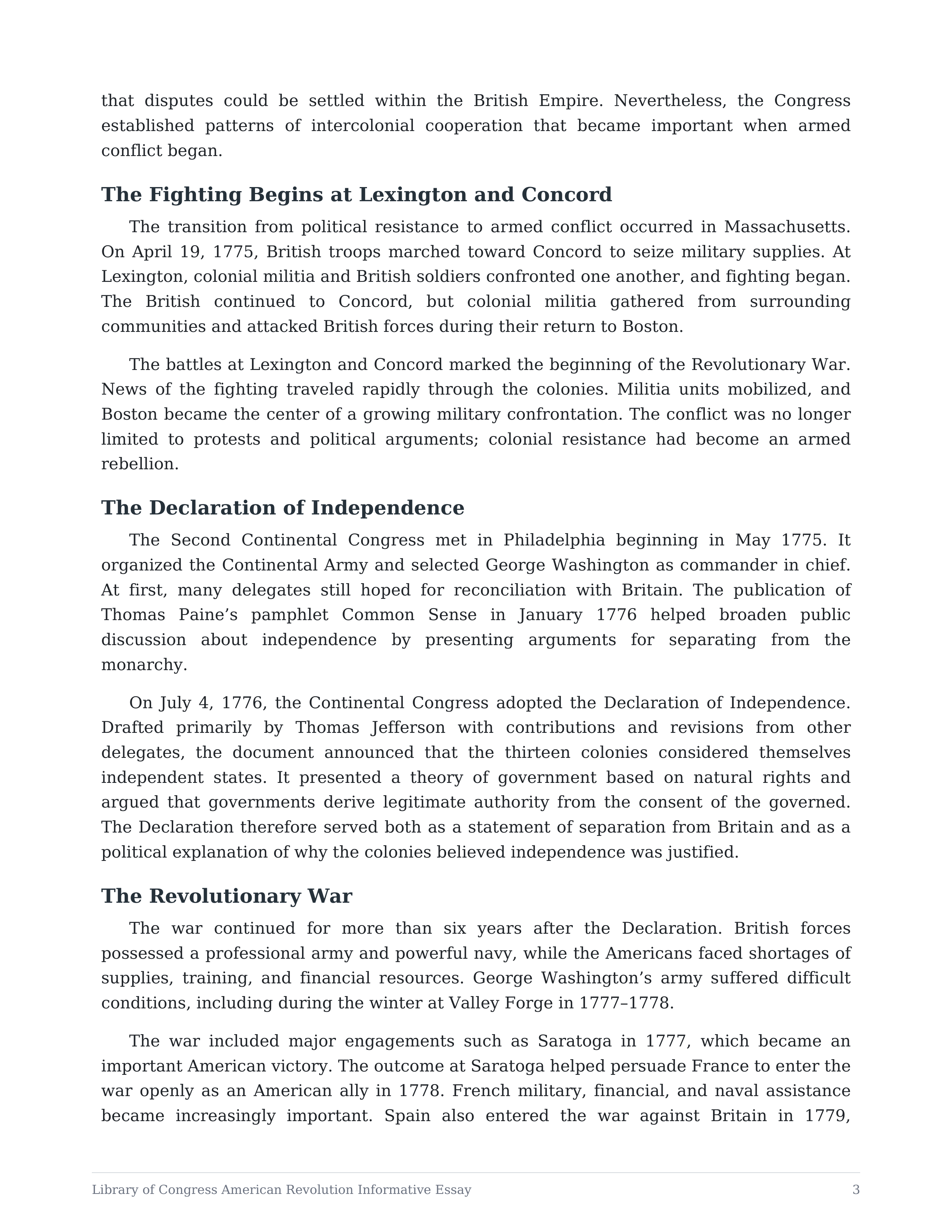 Library of Congress American Revolution Informative Essay — page 3