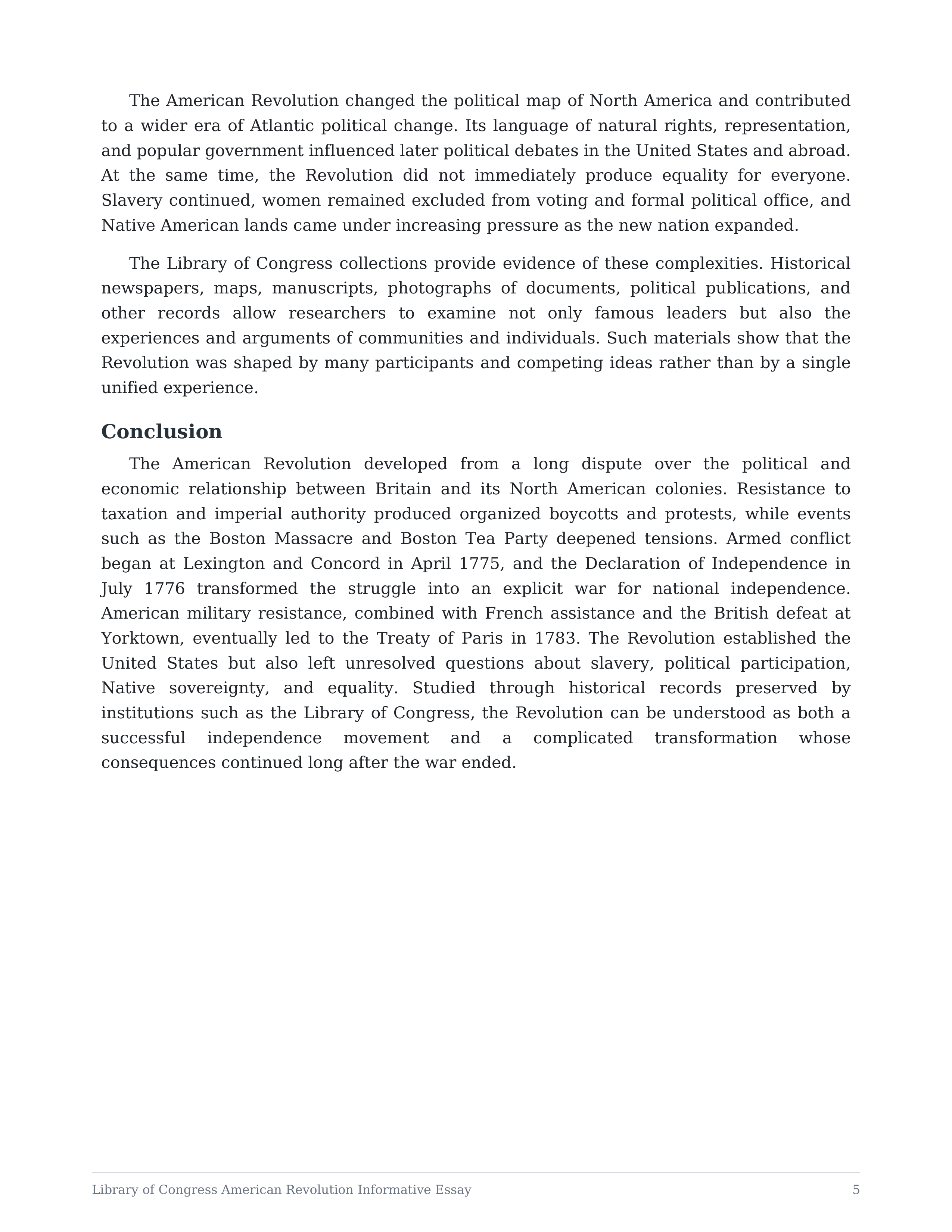 Library of Congress American Revolution Informative Essay — page 5