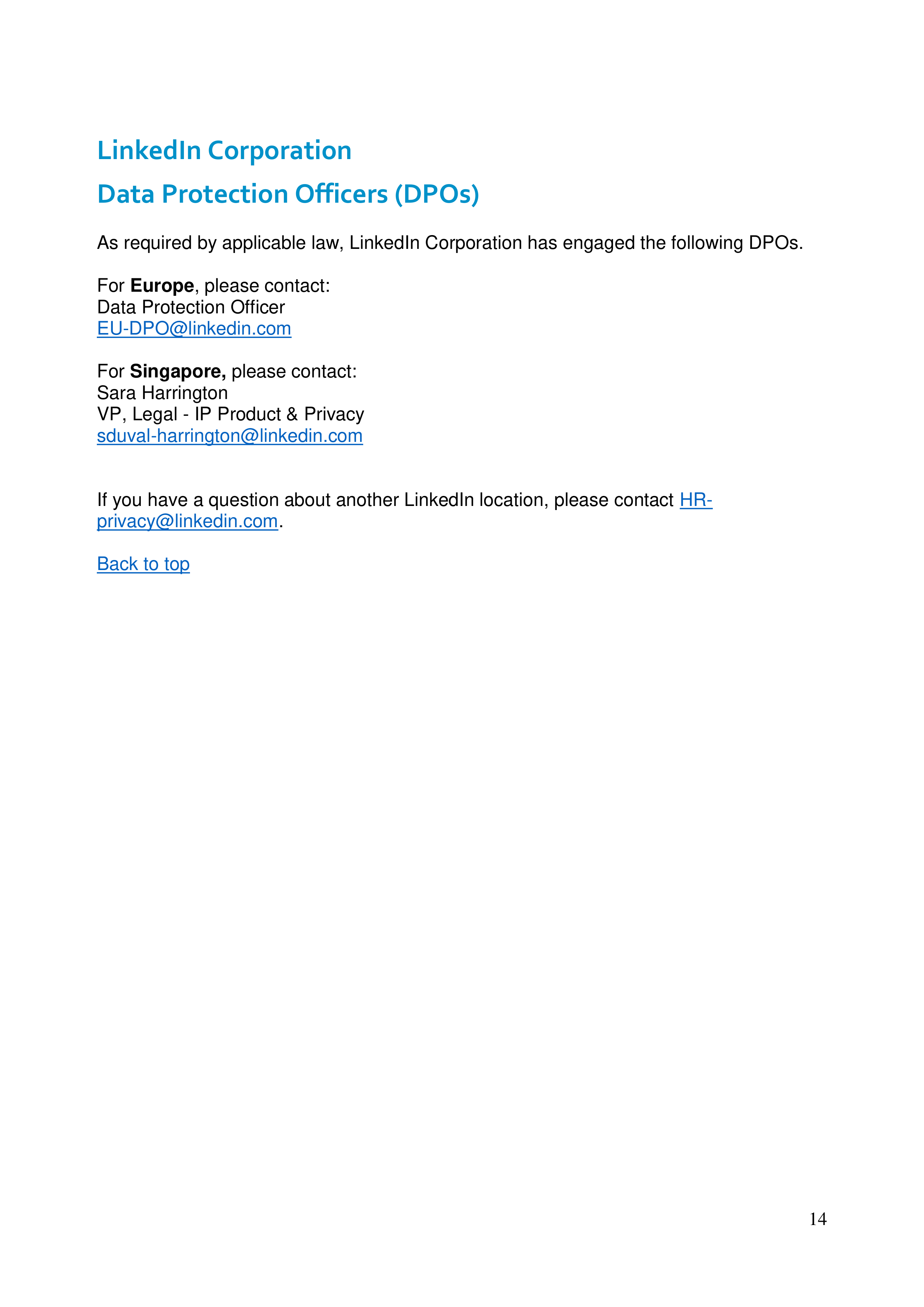 LinkedIn Global Candidate Privacy Notice — page 14