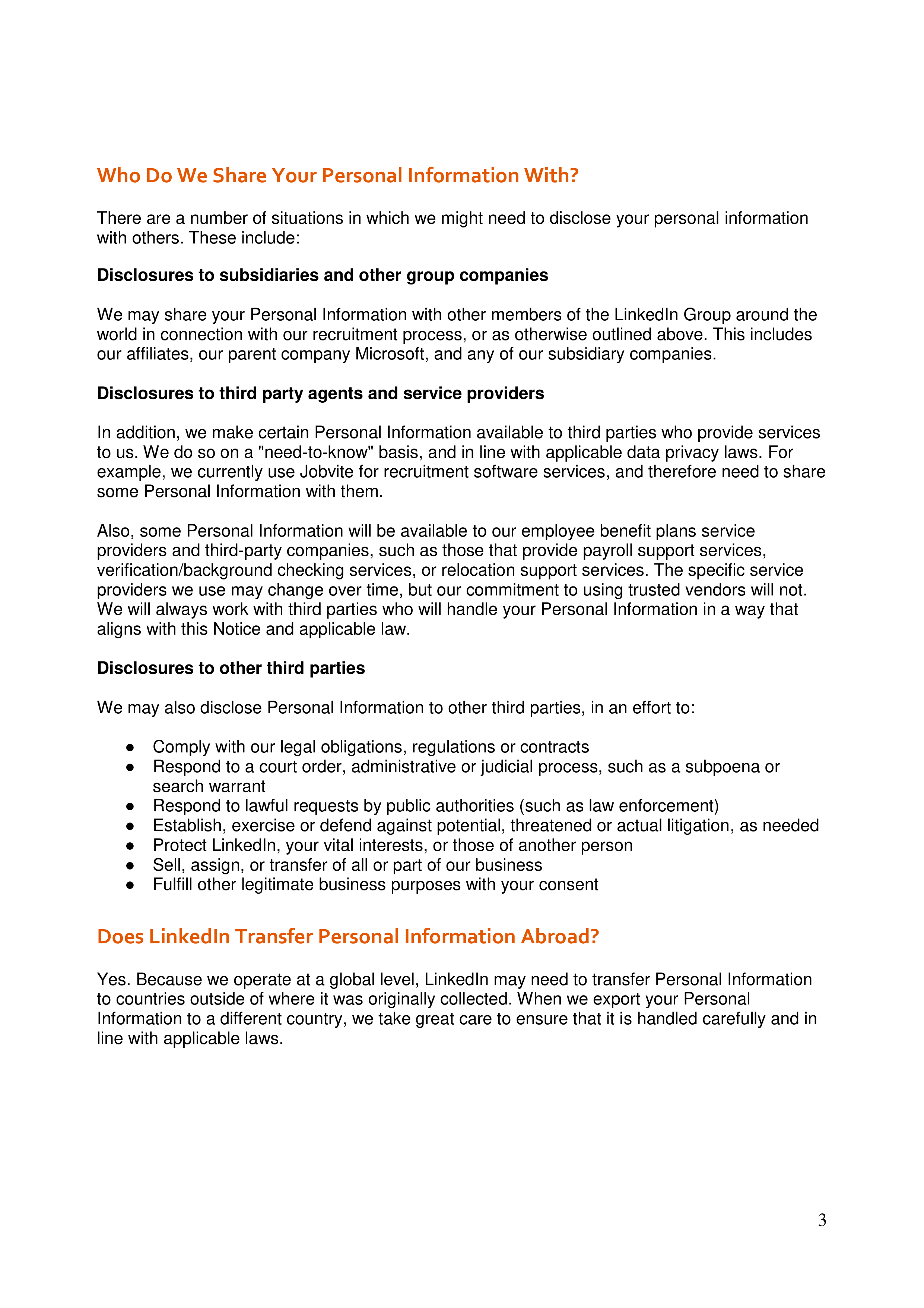 LinkedIn Global Candidate Privacy Notice — page 3