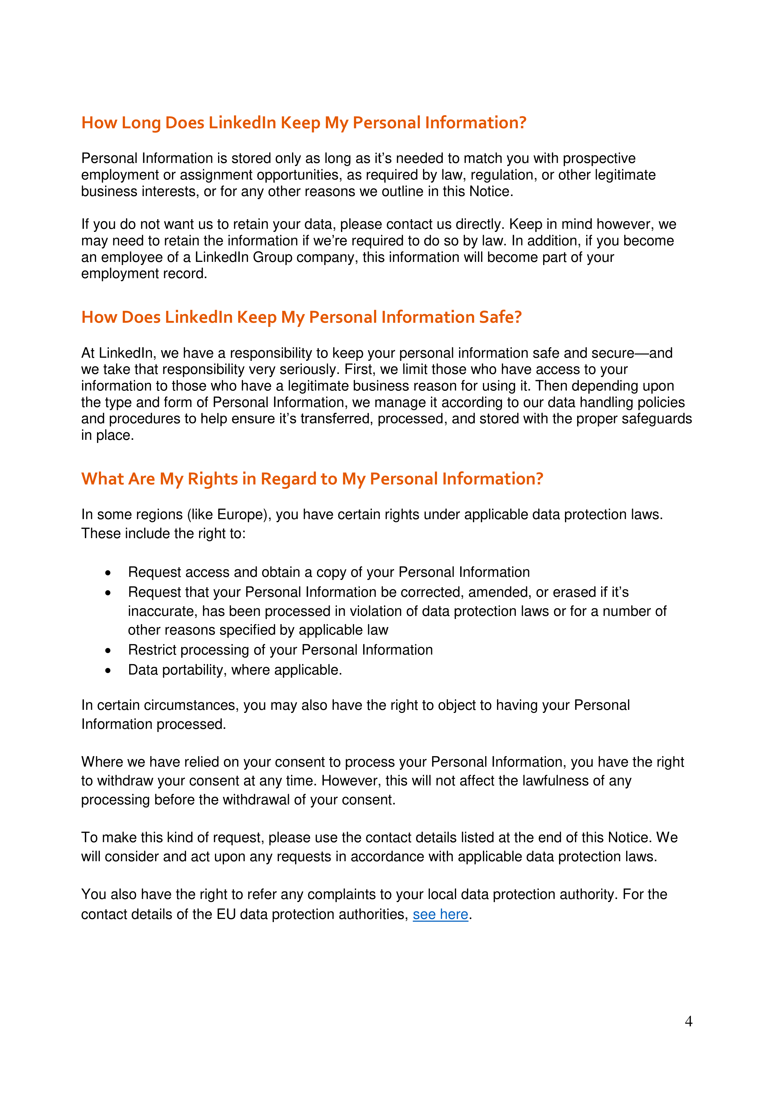LinkedIn Global Candidate Privacy Notice — page 4