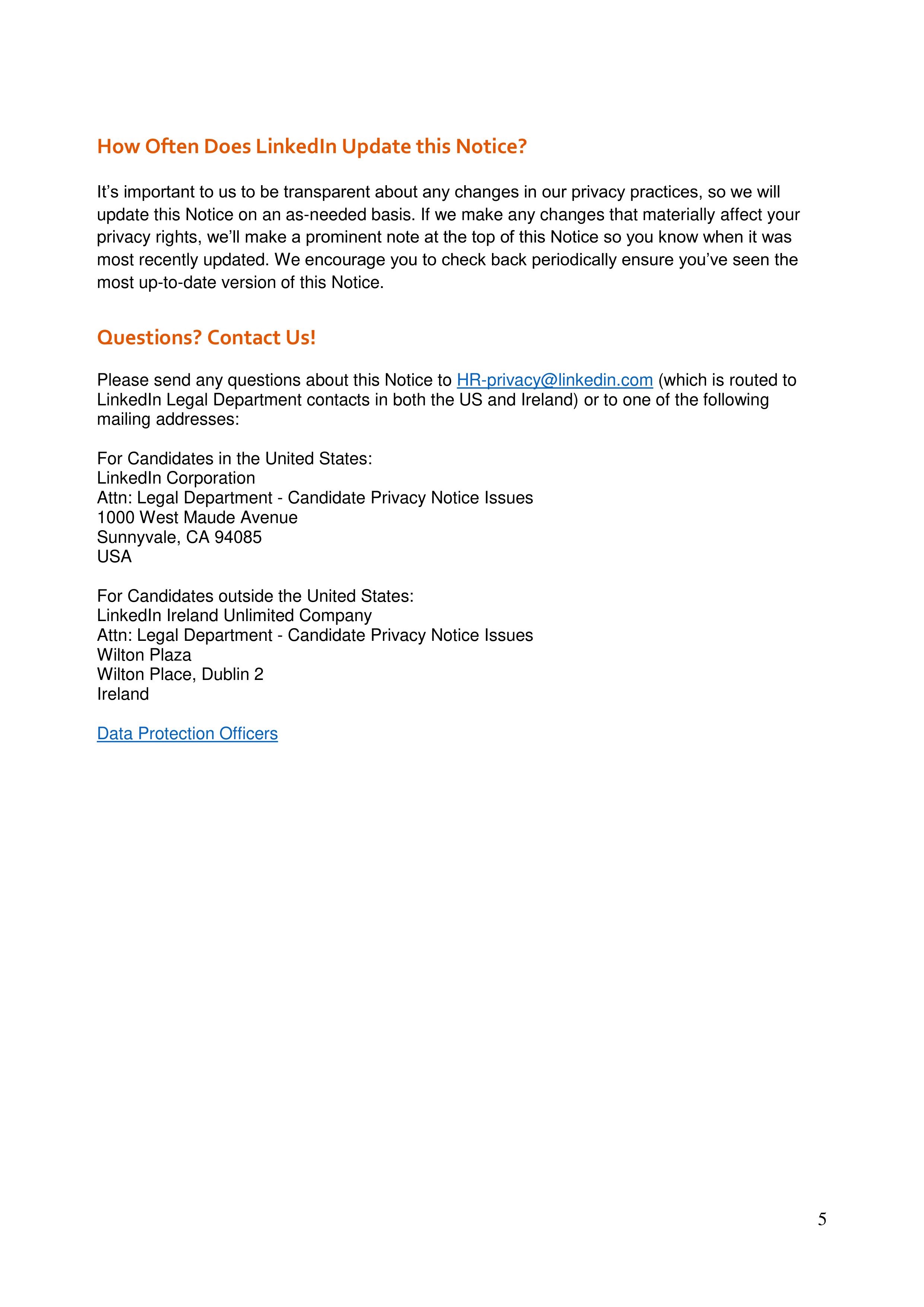 LinkedIn Global Candidate Privacy Notice — page 5