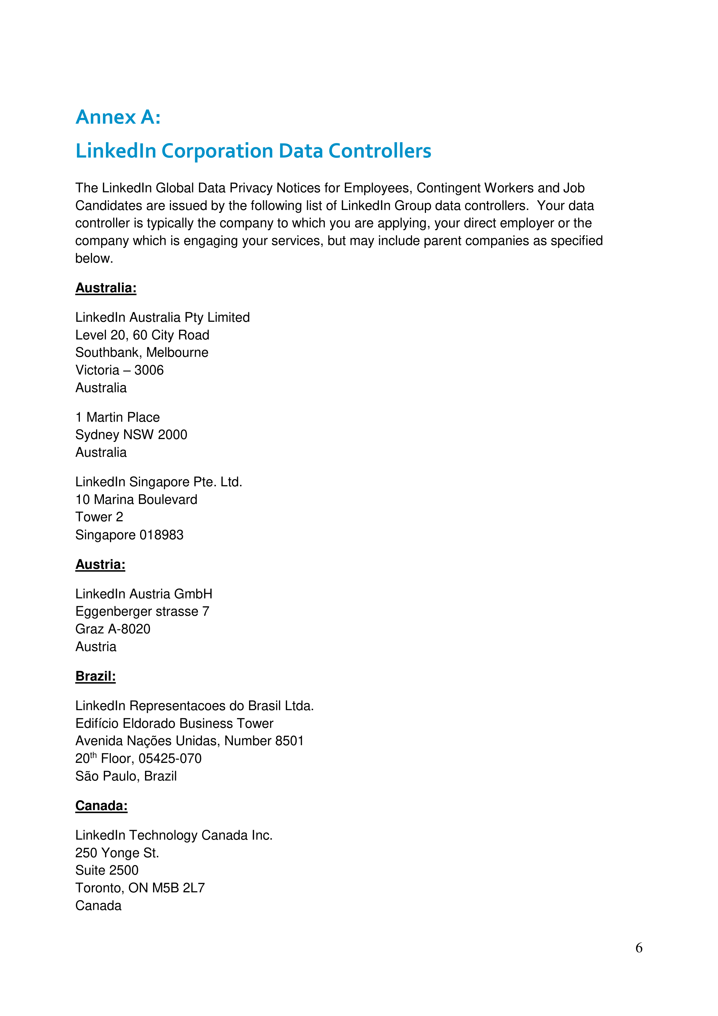 LinkedIn Global Candidate Privacy Notice — page 6