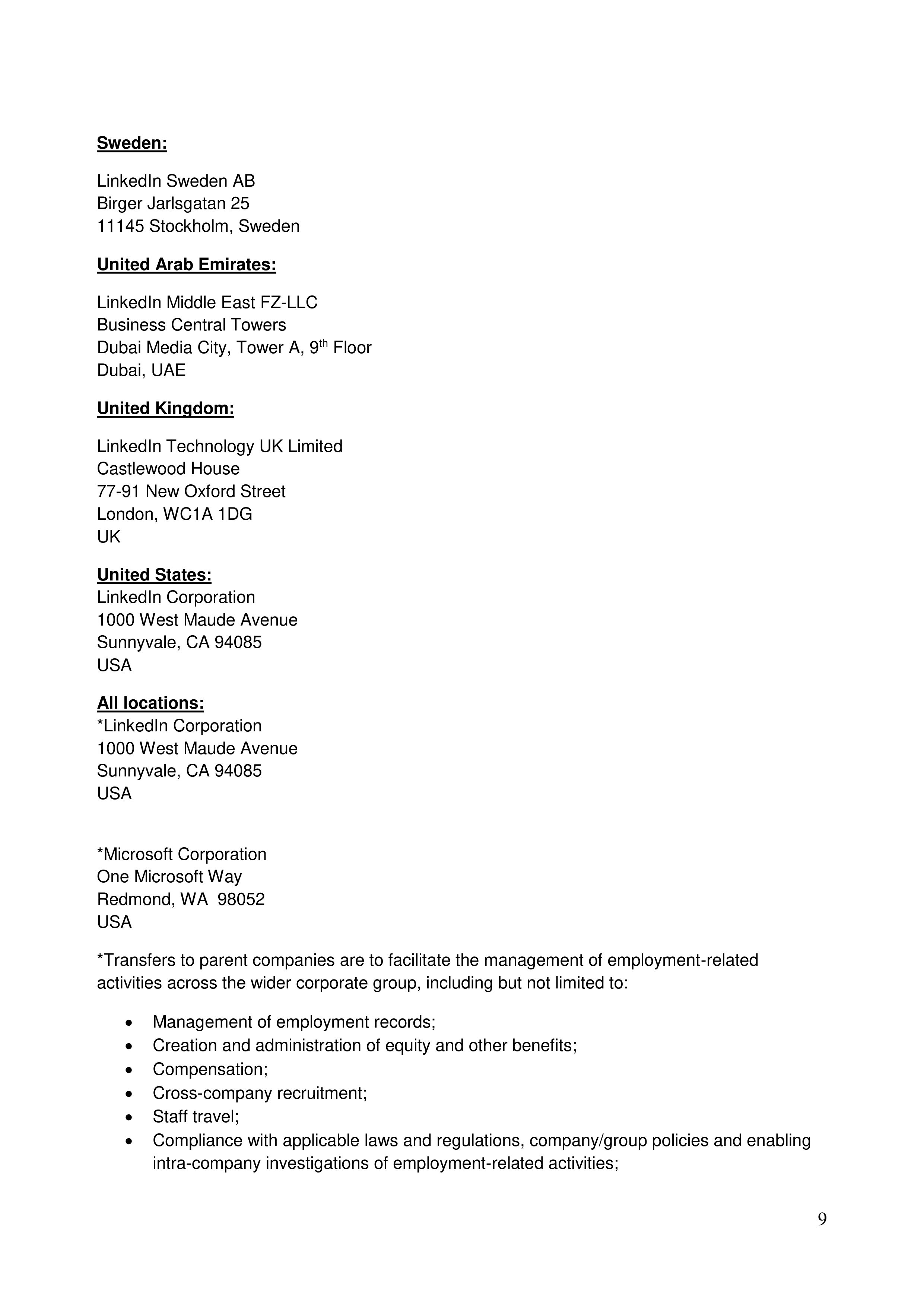 LinkedIn Global Candidate Privacy Notice — page 9