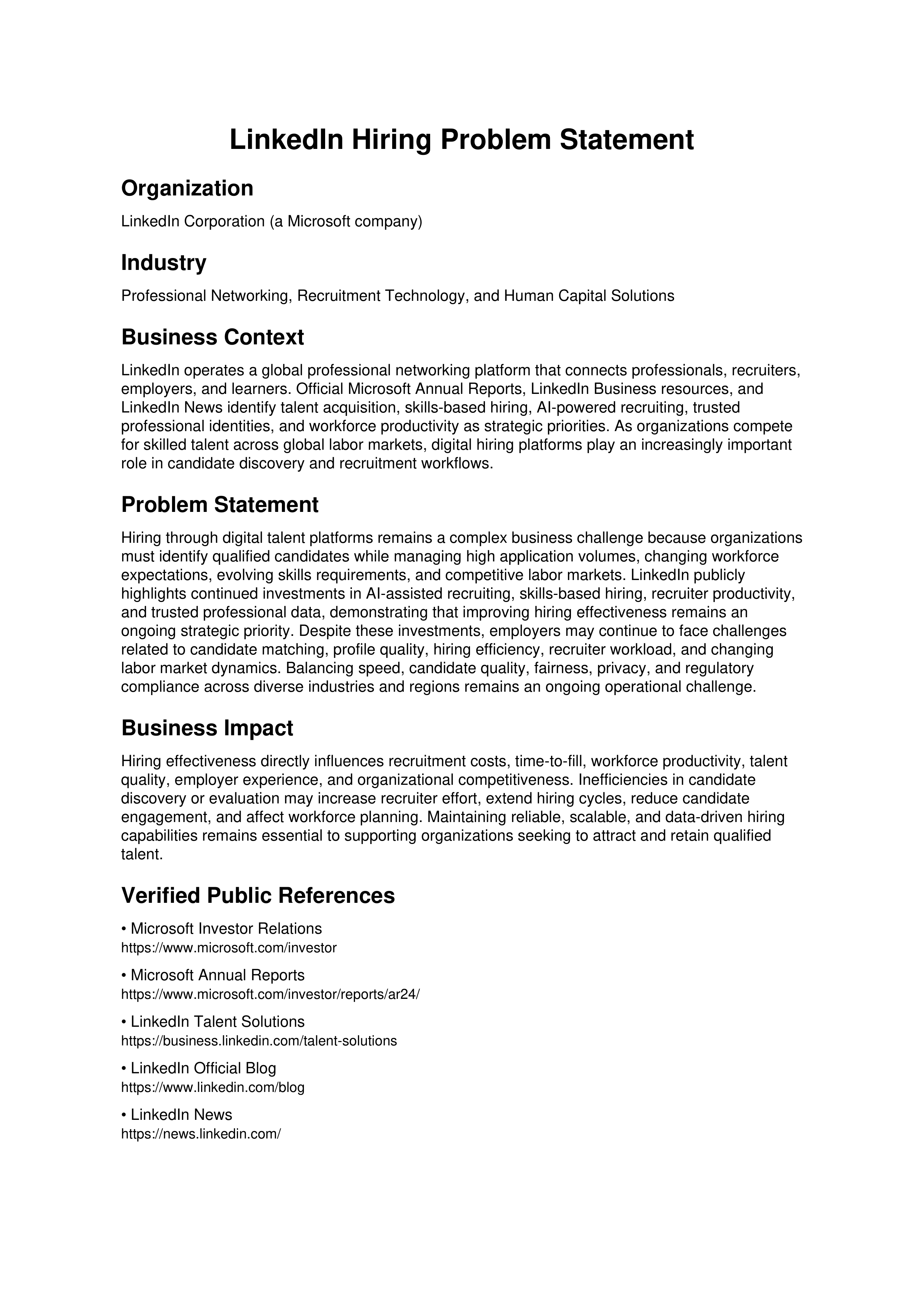 LinkedIn Hiring Problem Statement — page 1