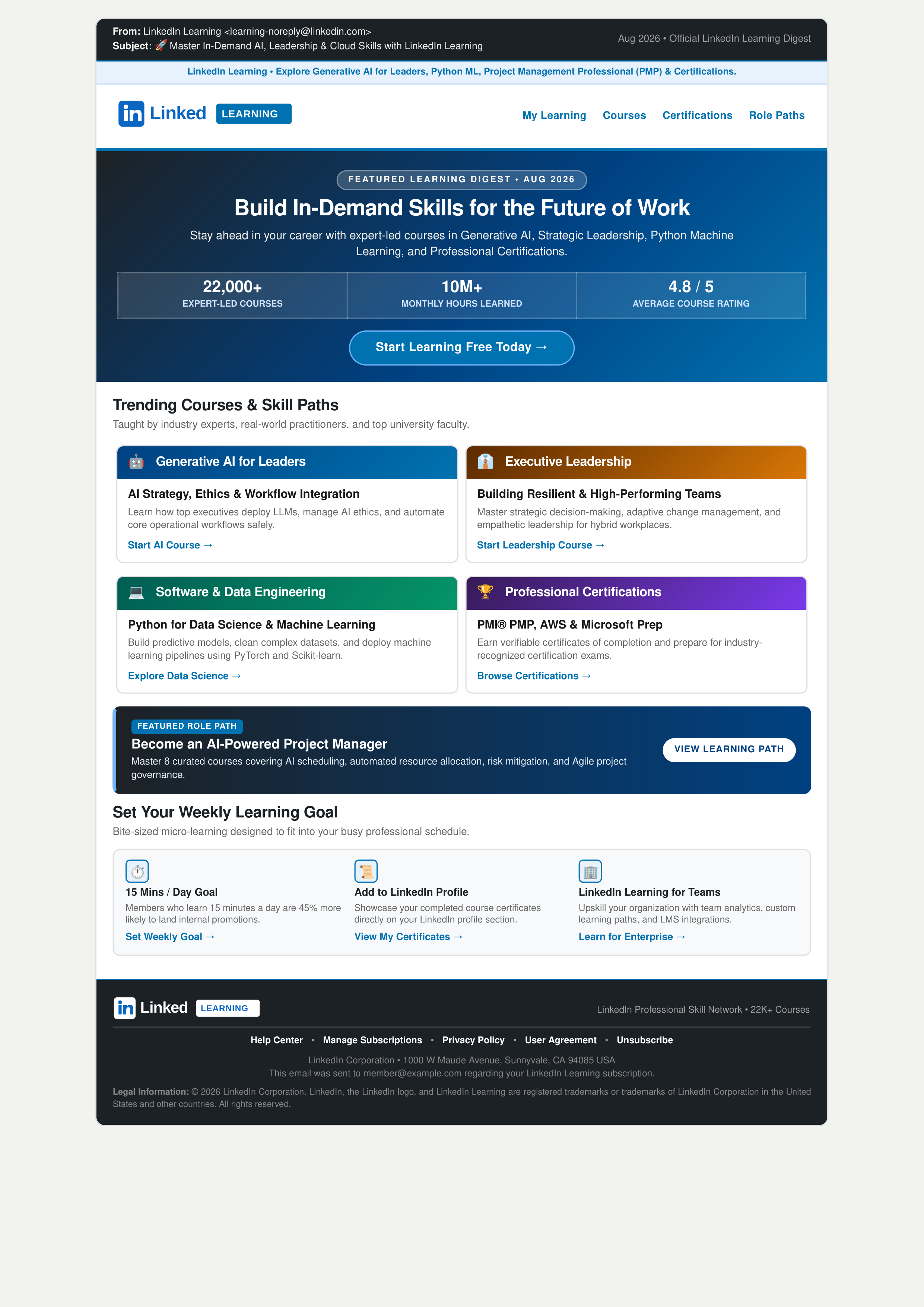 LinkedIn Learning Email Newsletter — page 1