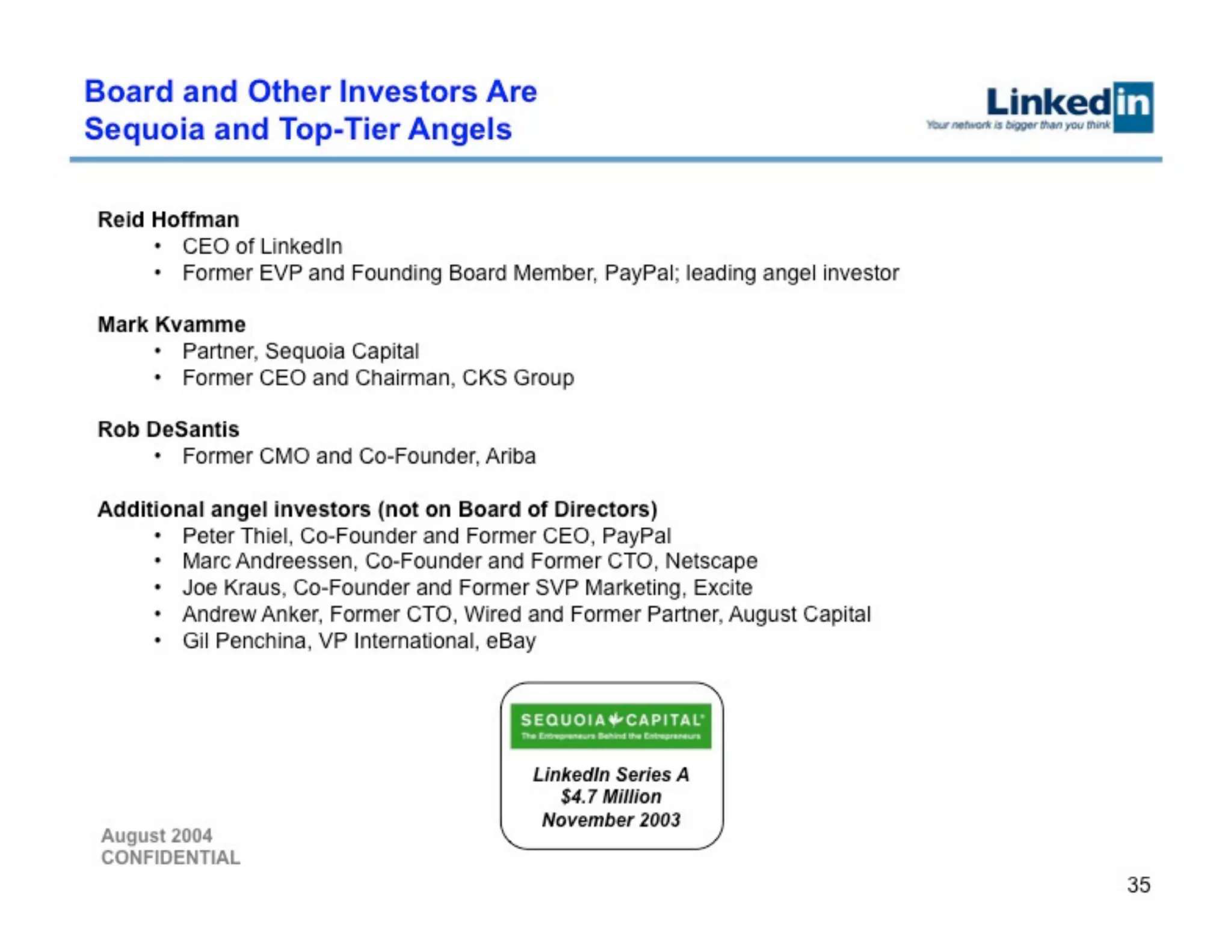 LinkedIn Series B Pitch Deck — page 35